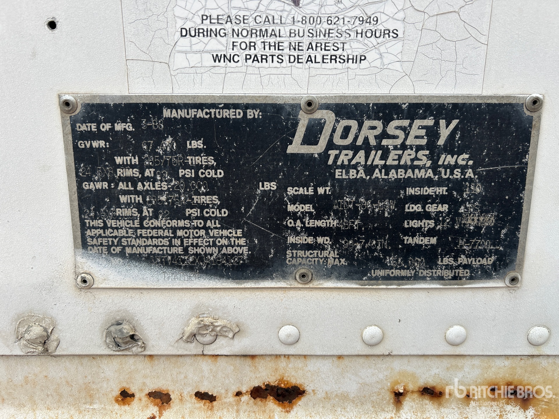 General Appearance with Serial Number / VIN