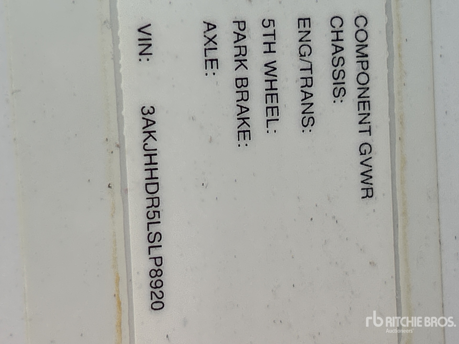 General Appearance with Serial Number / VIN