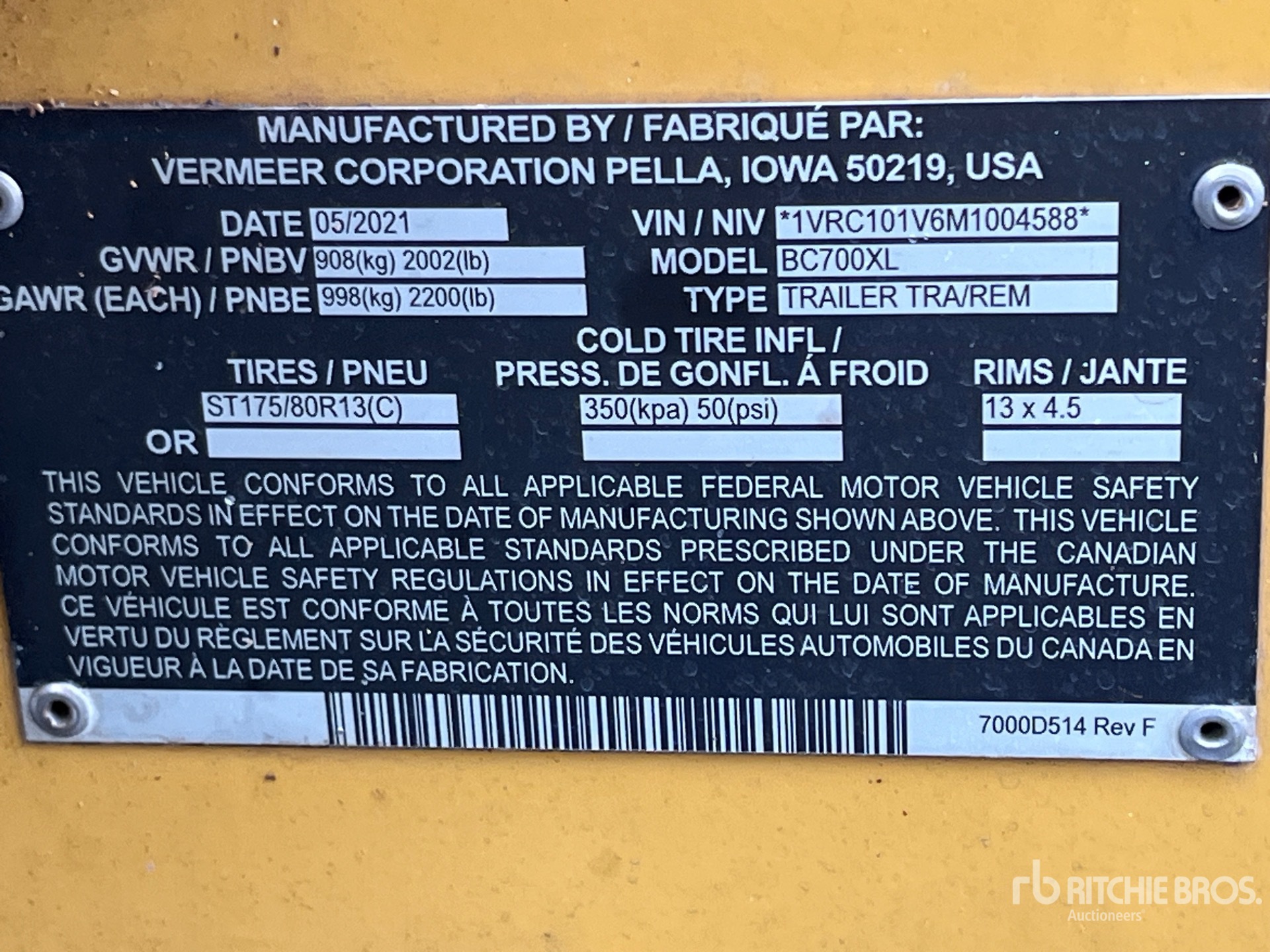 General Appearance with Serial Number / VIN