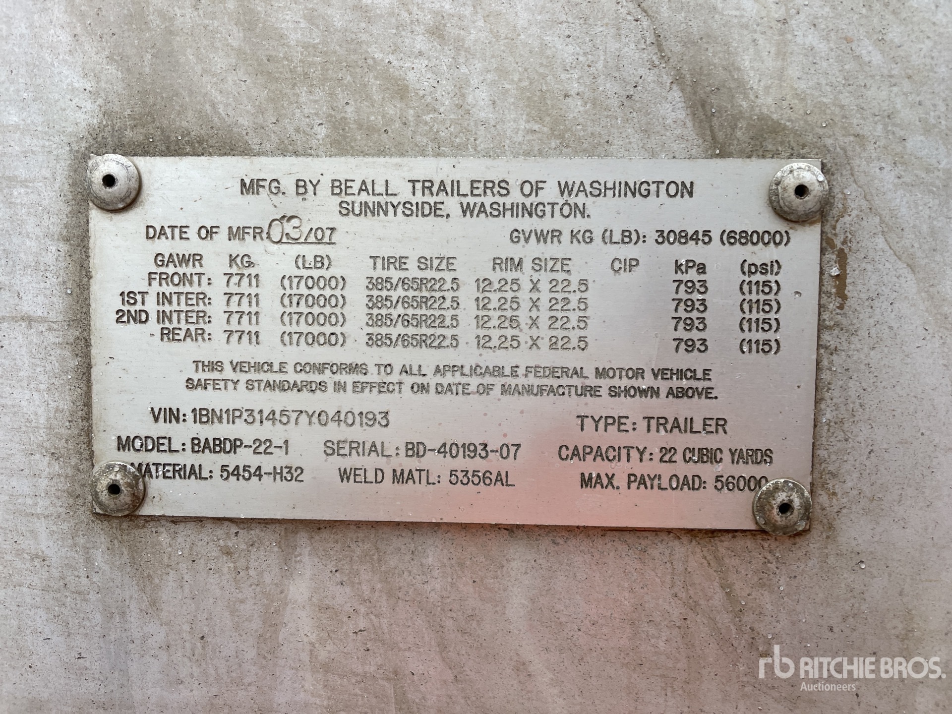 General Appearance with Serial Number / VIN