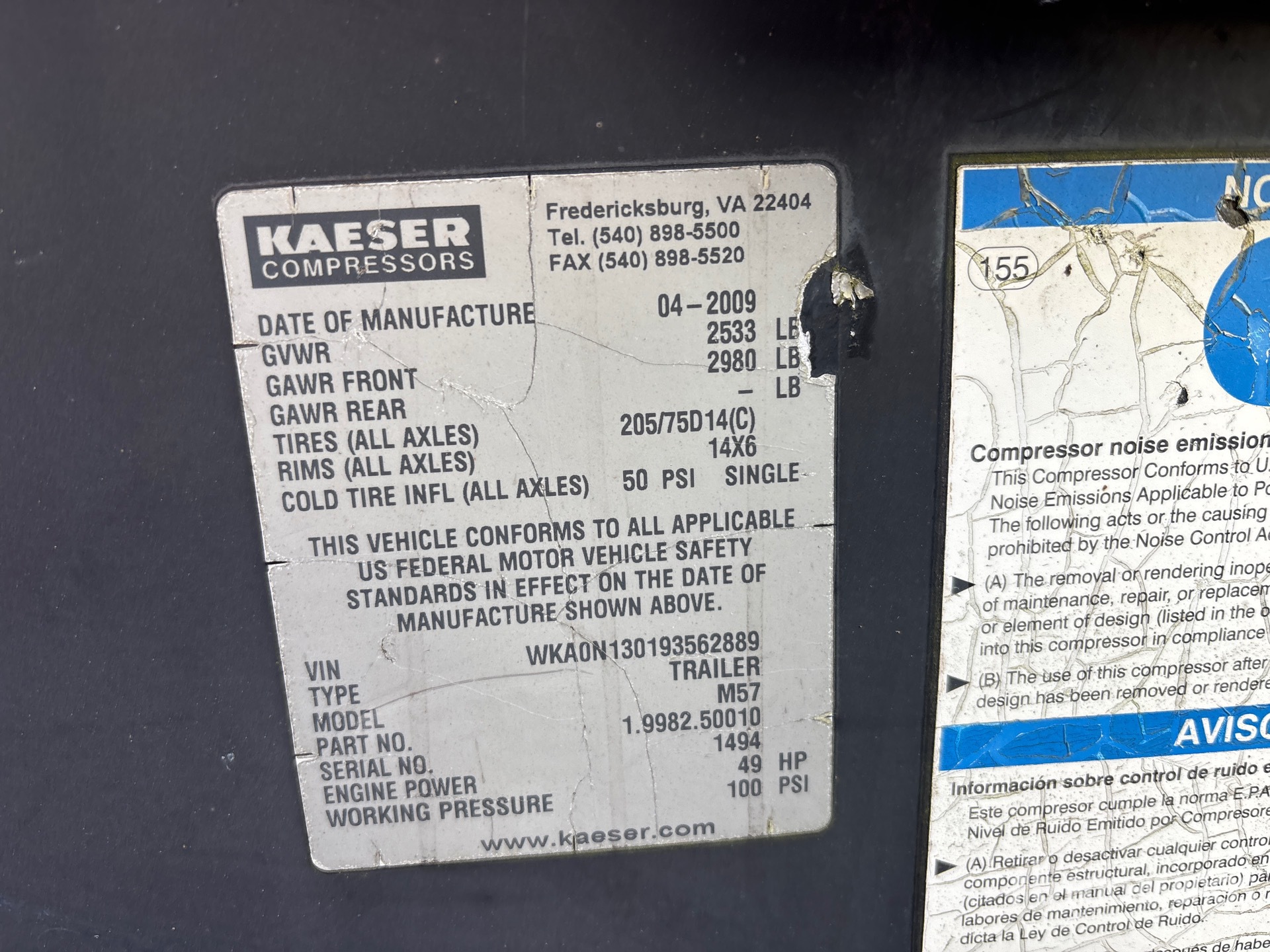 General Appearance with Serial Number / VIN