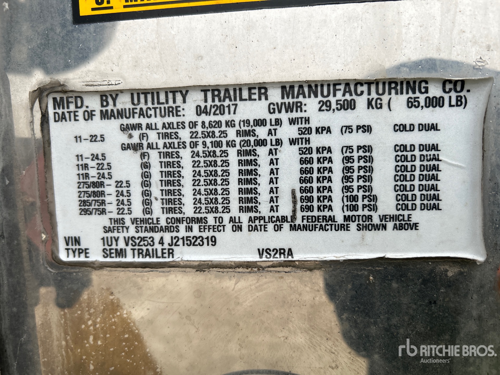 General Appearance with Serial Number / VIN
