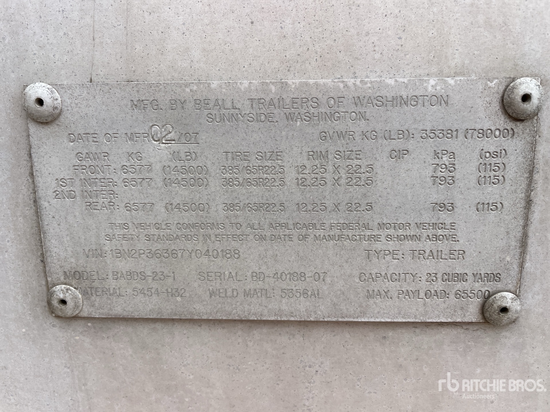 General Appearance with Serial Number / VIN