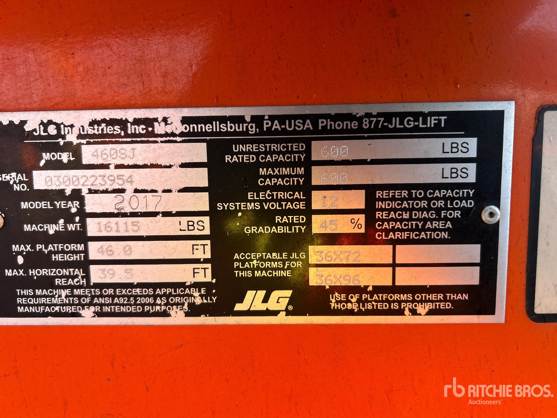 General Appearance with Serial Number / VIN