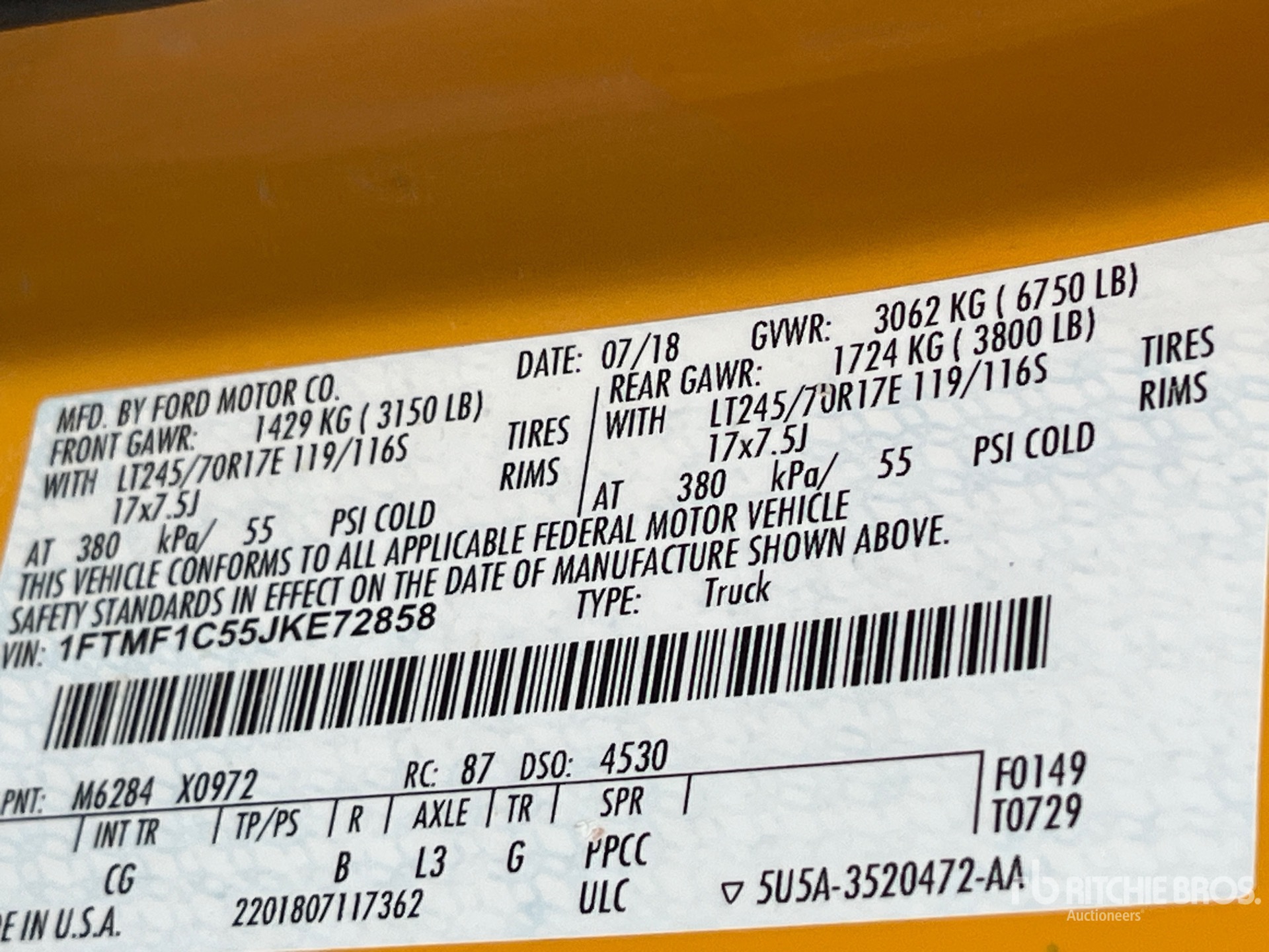 General Appearance with Serial Number / VIN