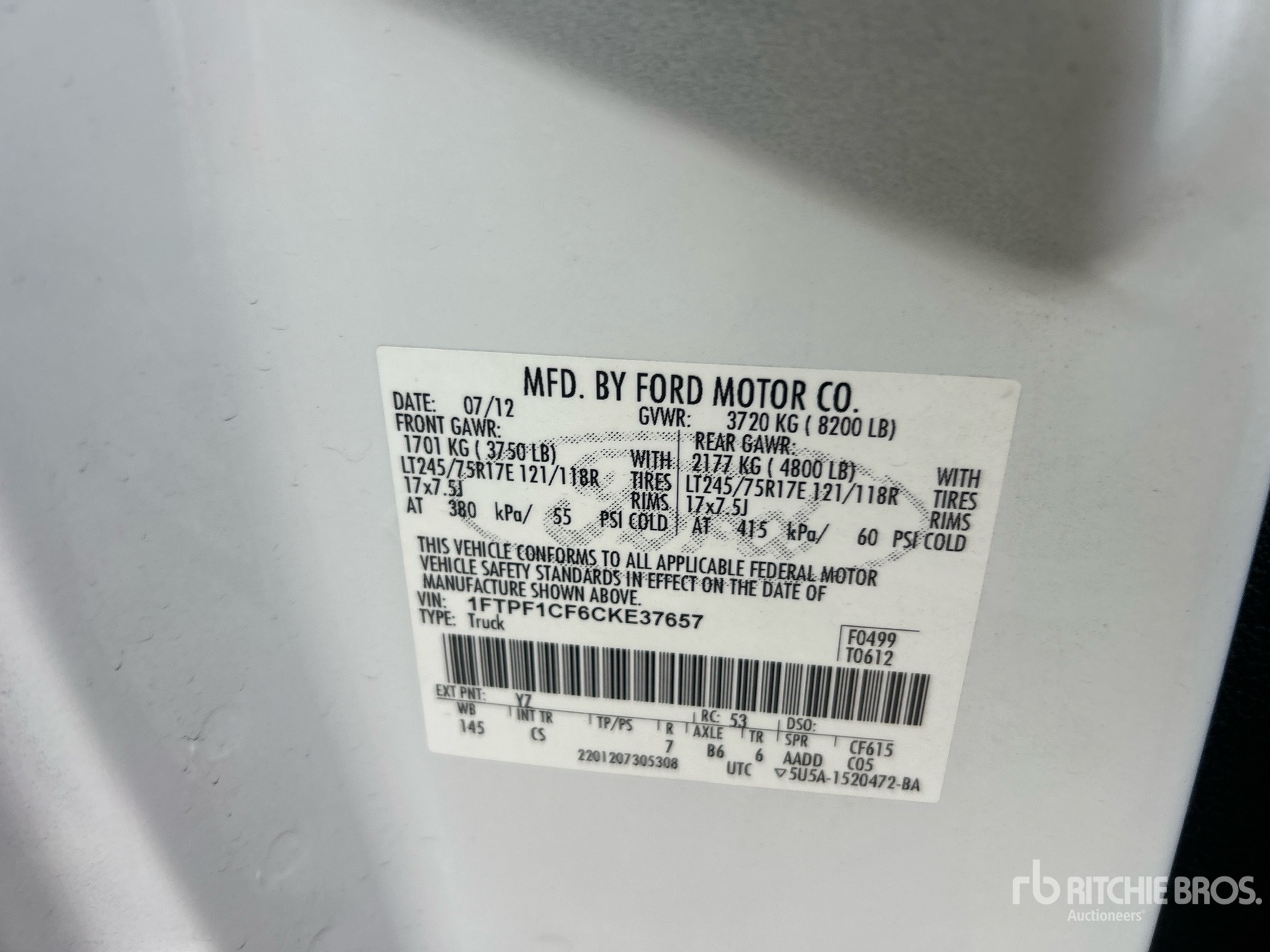 General Appearance with Serial Number / VIN