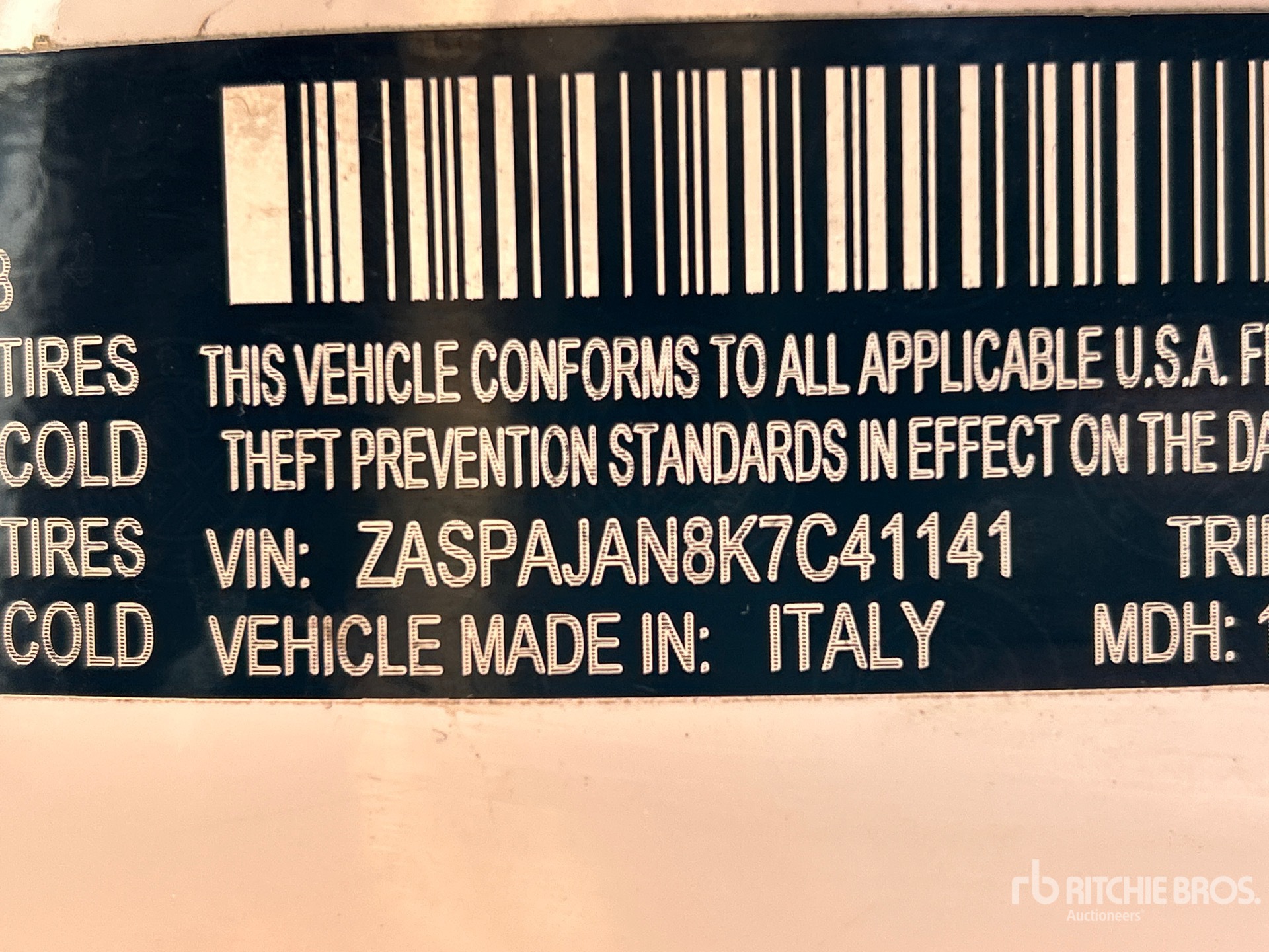 General Appearance with Serial Number / VIN