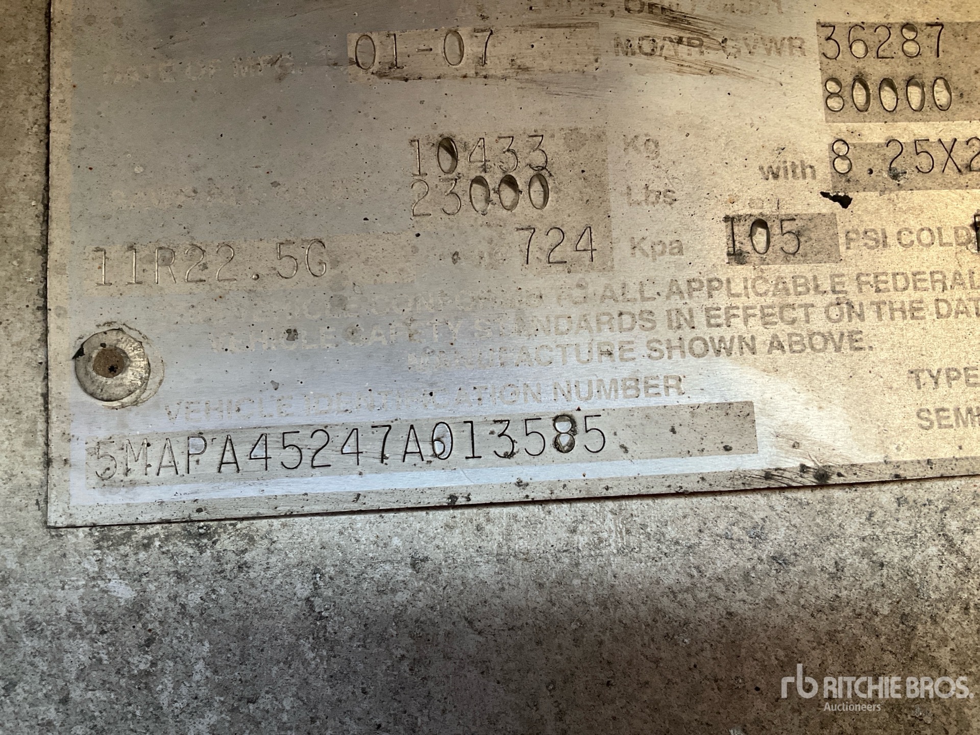 General Appearance with Serial Number / VIN