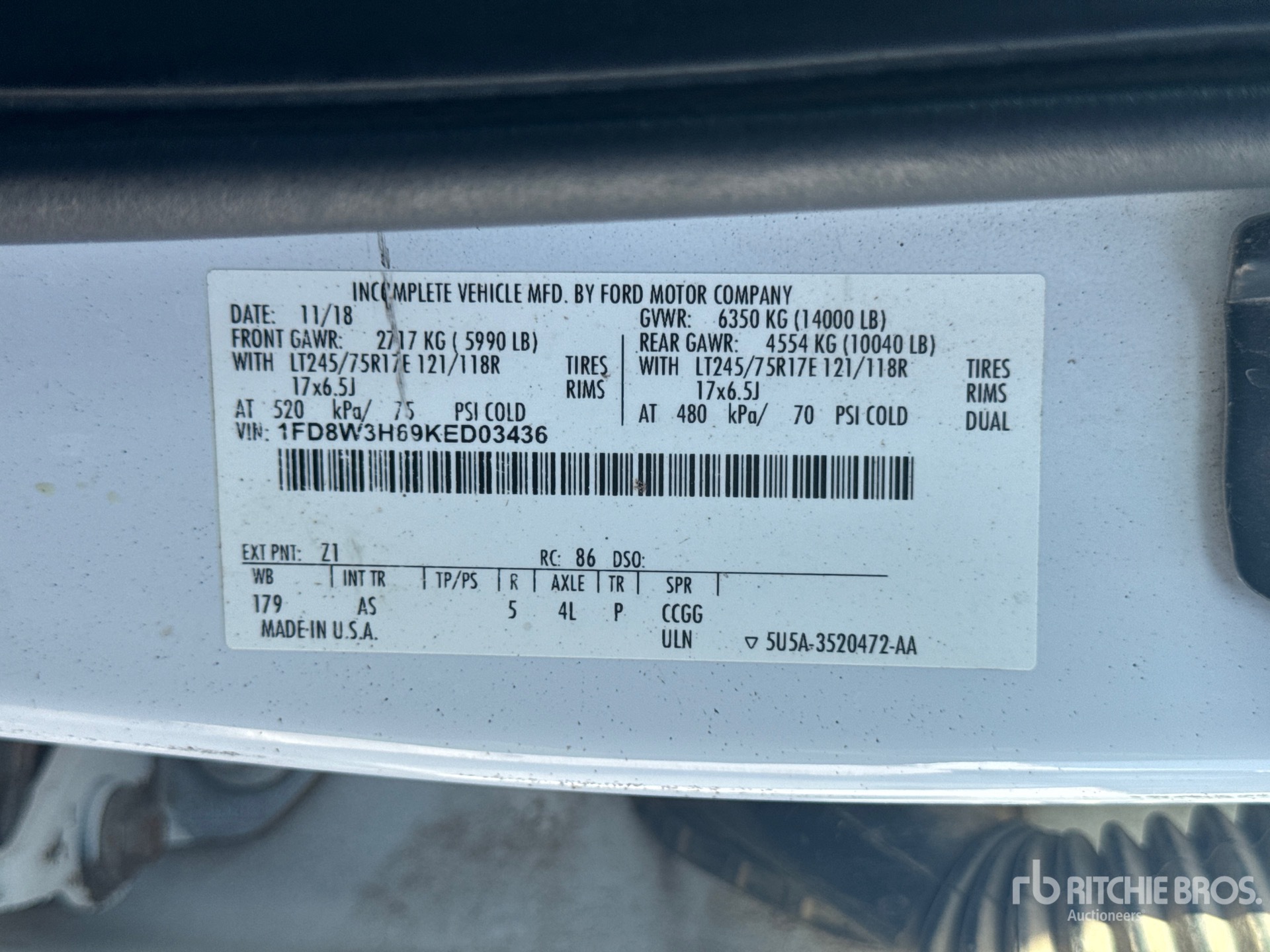 General Appearance with Serial Number / VIN