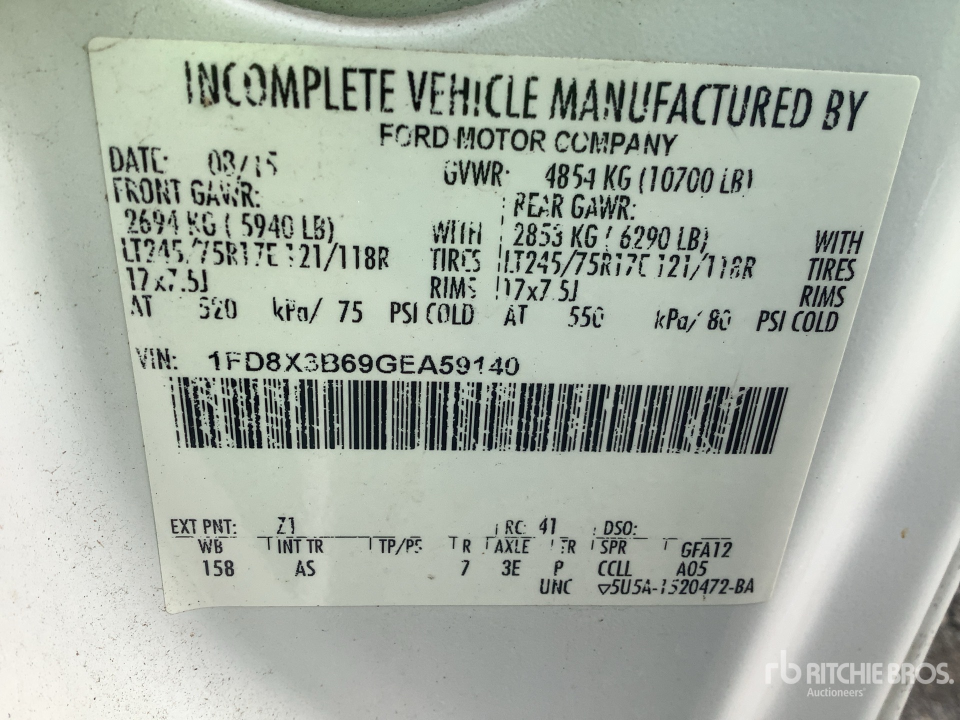 General Appearance with Serial Number / VIN