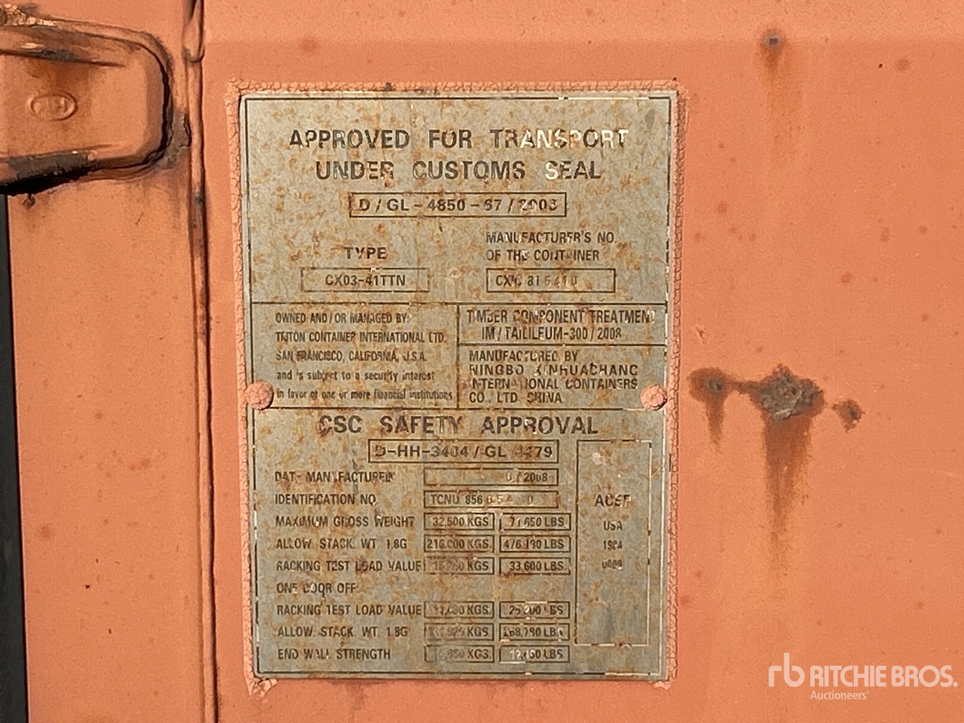 General Appearance with Serial Number / VIN