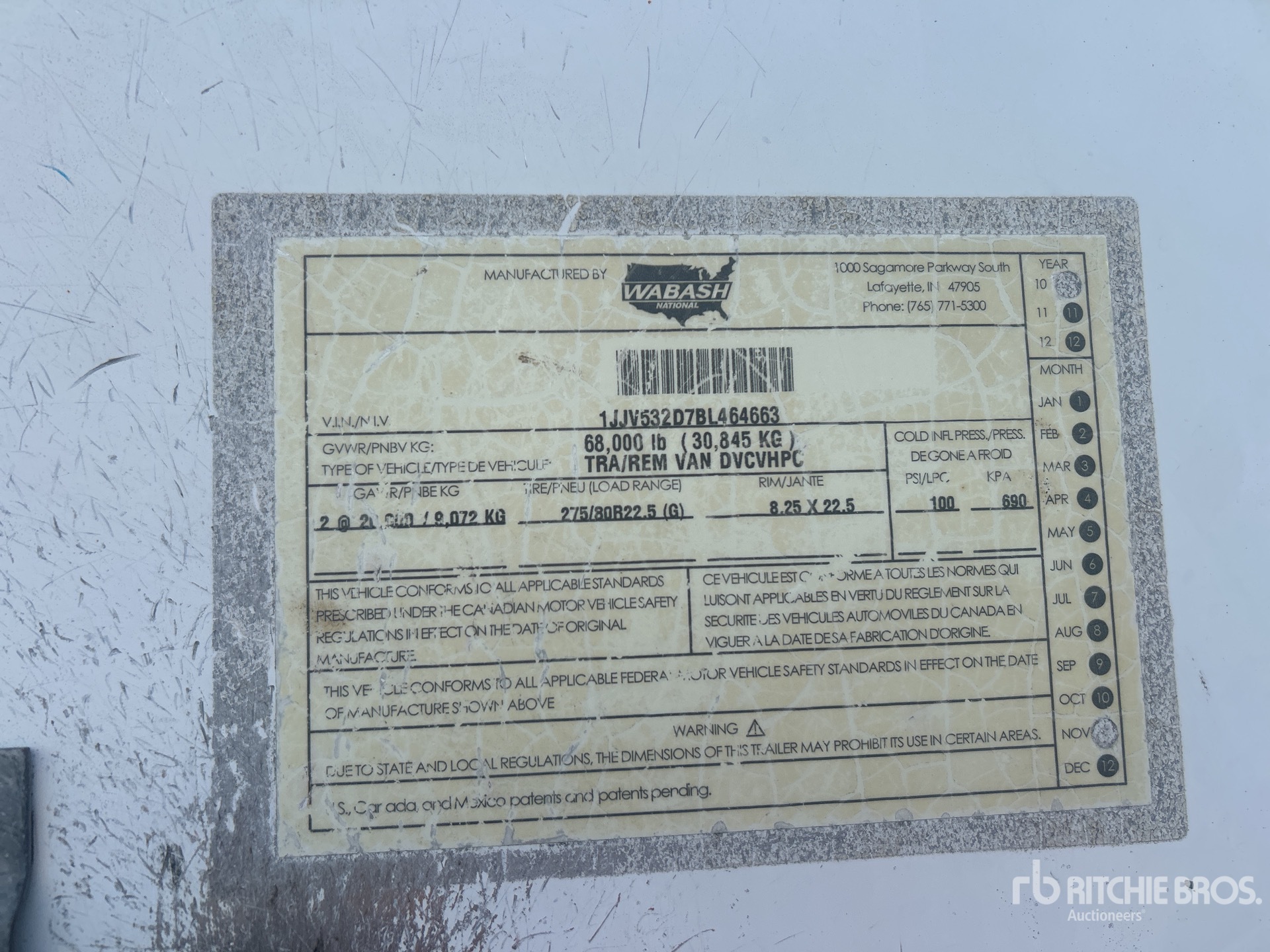 General Appearance with Serial Number / VIN