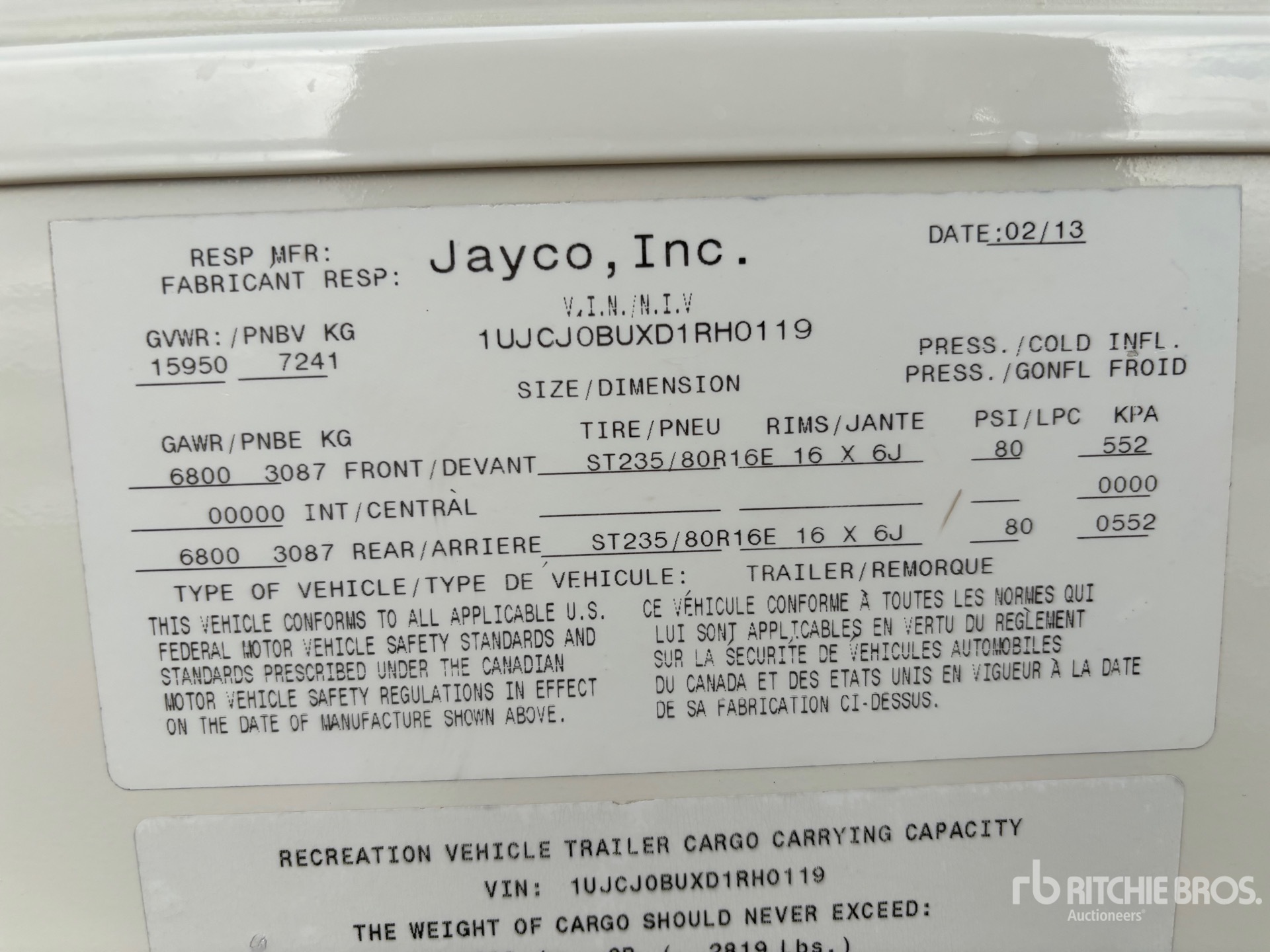 General Appearance with Serial Number / VIN