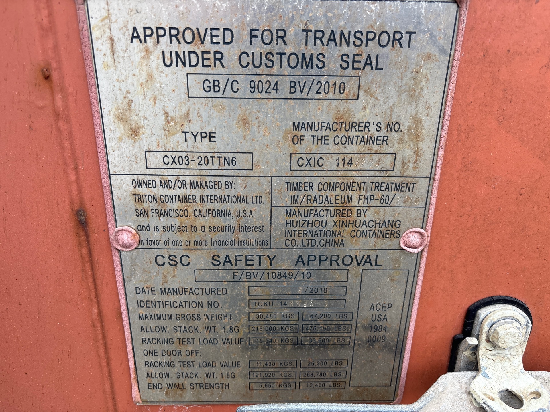 General Appearance with Serial Number / VIN