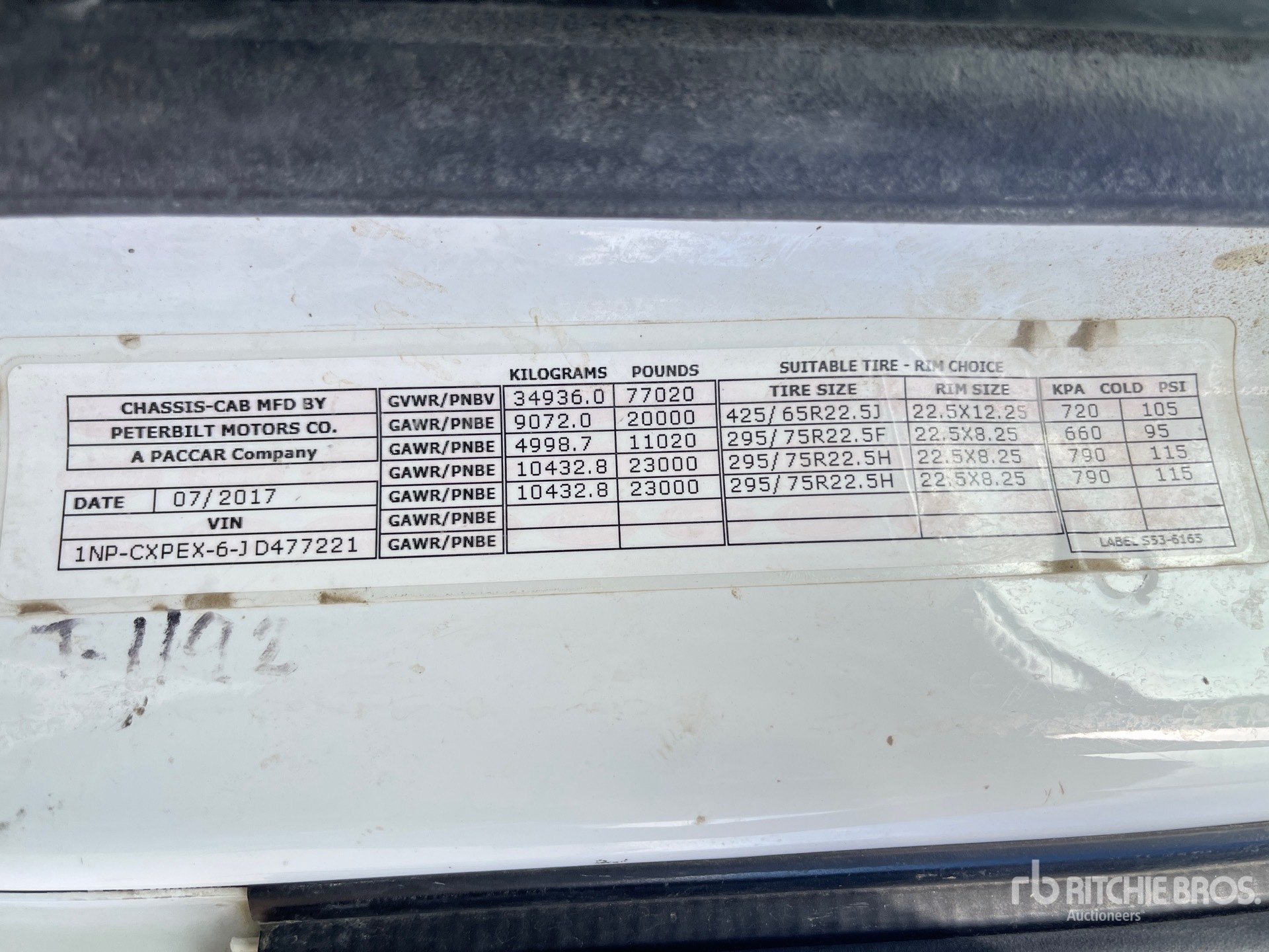 General Appearance with Serial Number / VIN