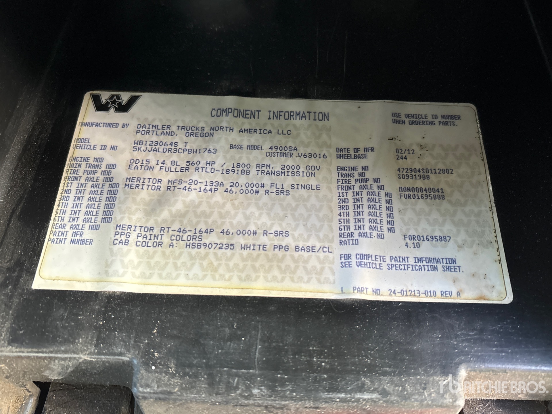 General Appearance with Serial Number / VIN