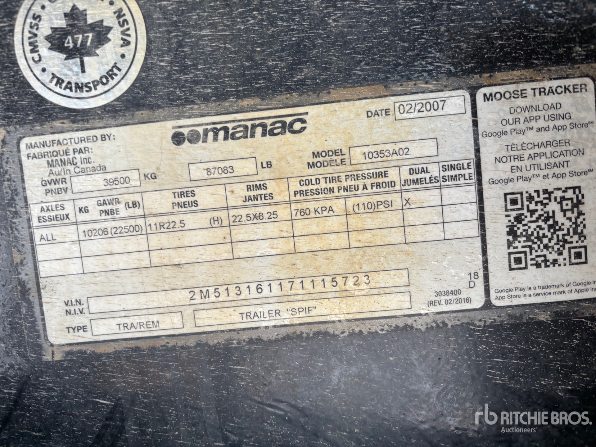 General Appearance with Serial Number / VIN