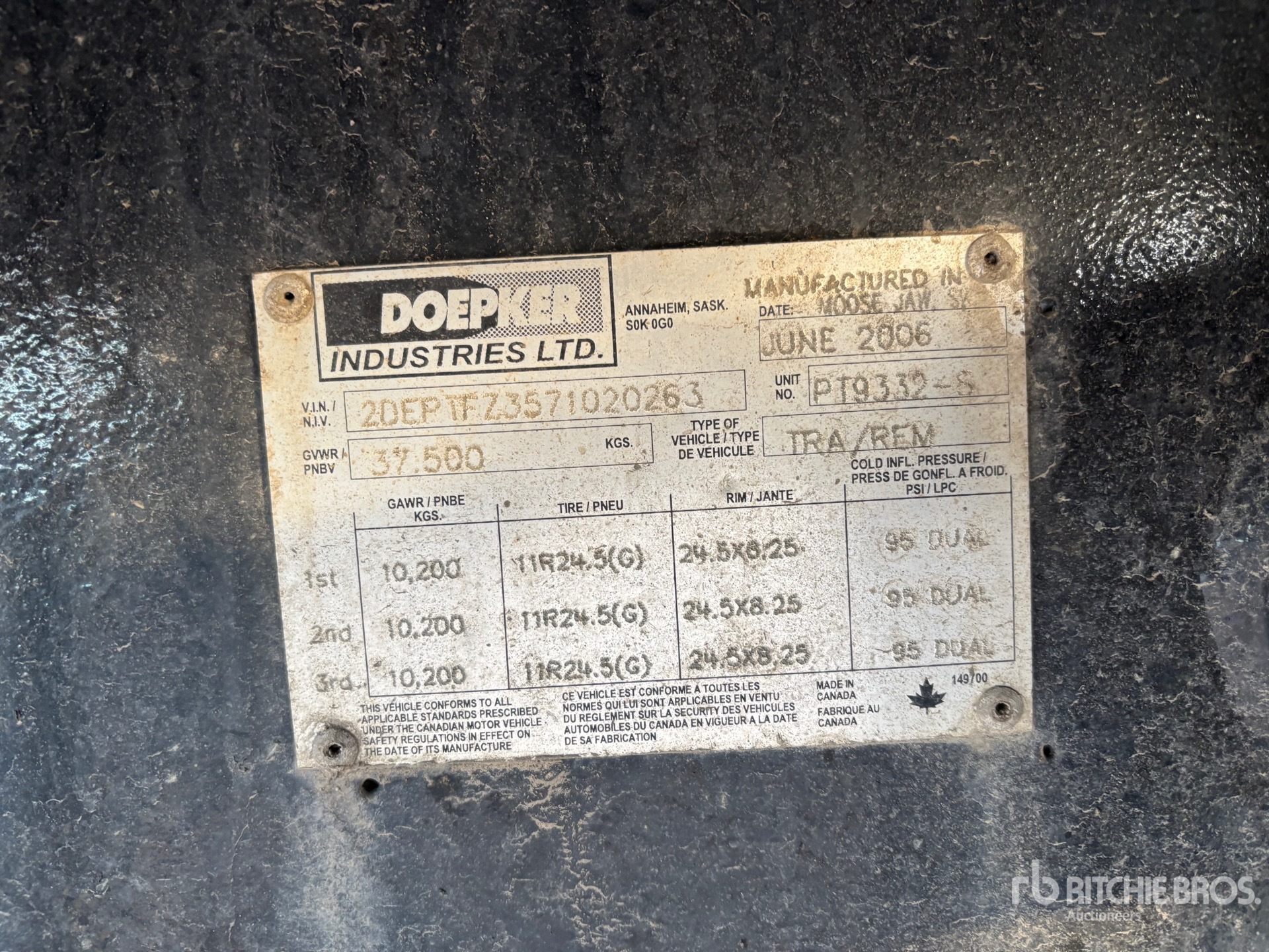 General Appearance with Serial Number / VIN