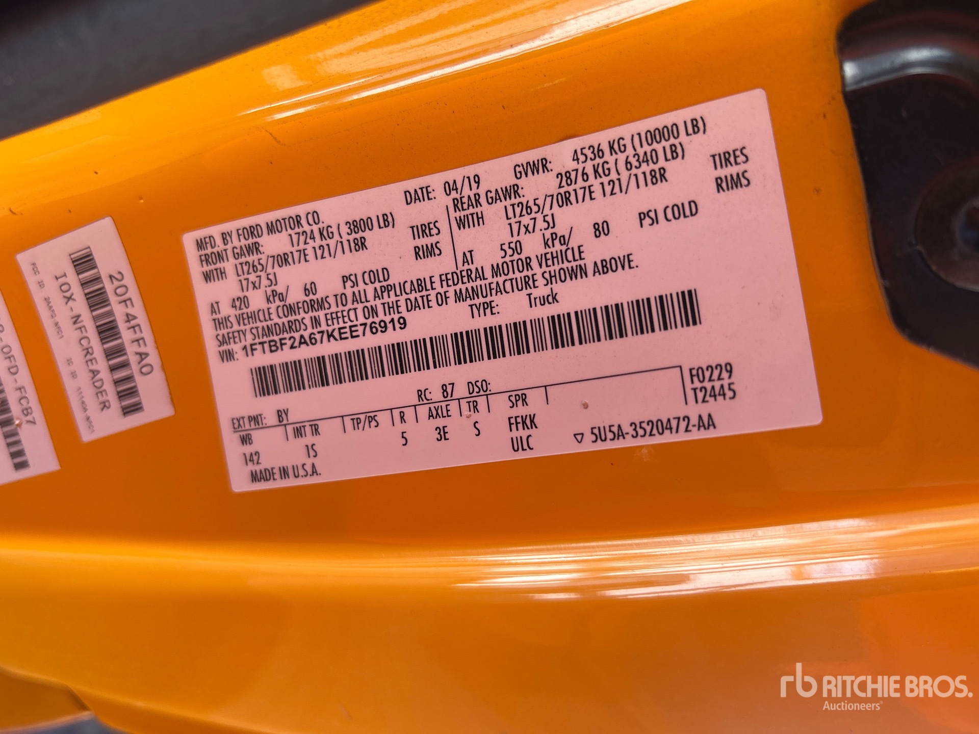 General Appearance with Serial Number / VIN