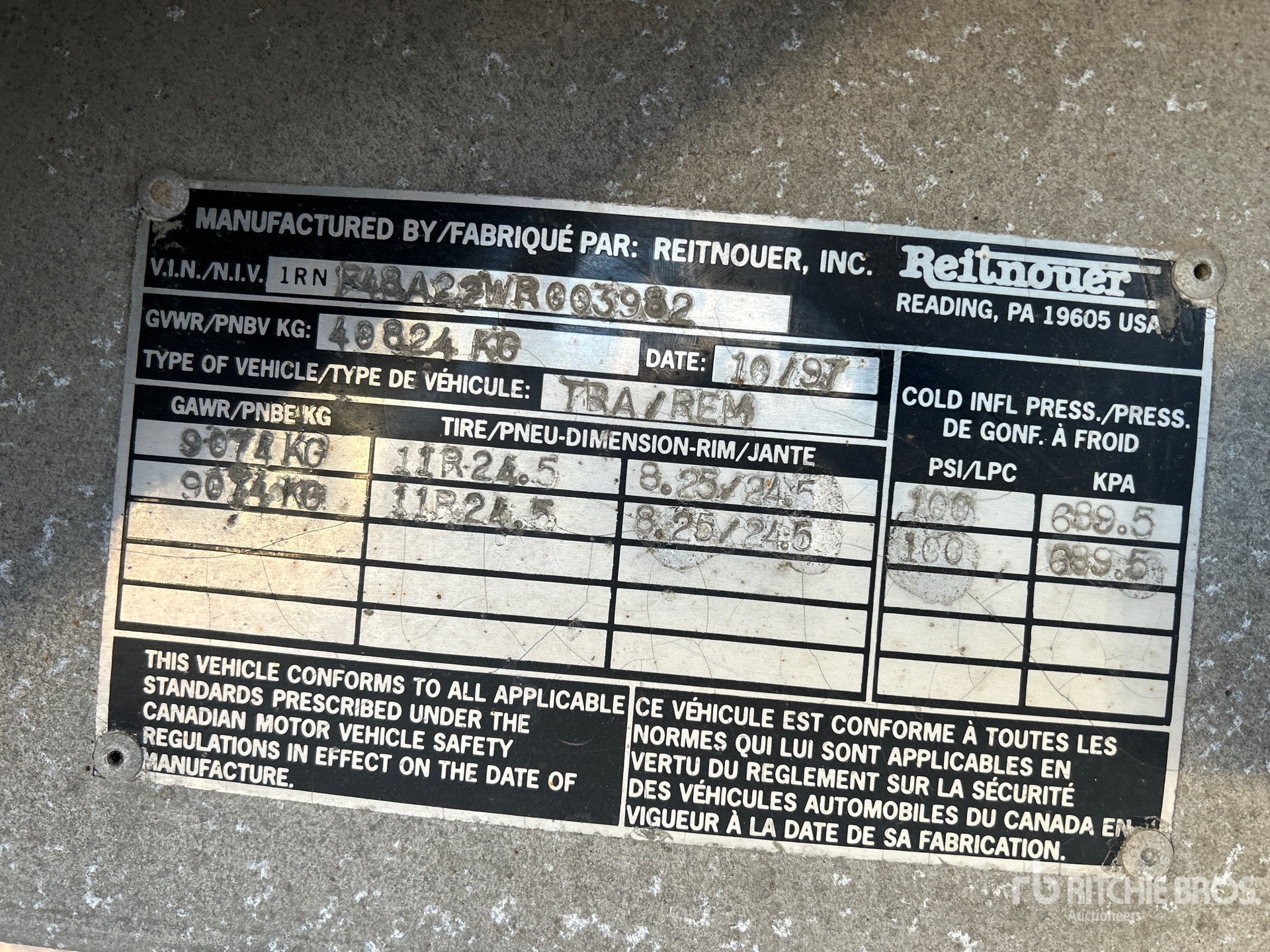 General Appearance with Serial Number / VIN