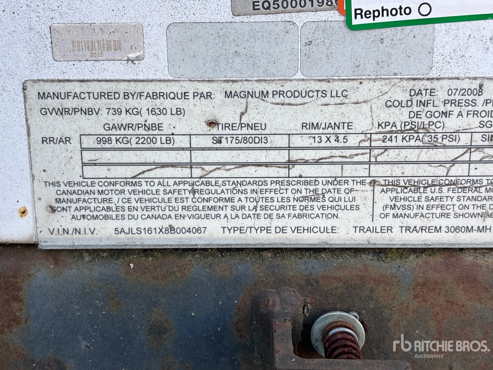 General Appearance with Serial Number / VIN