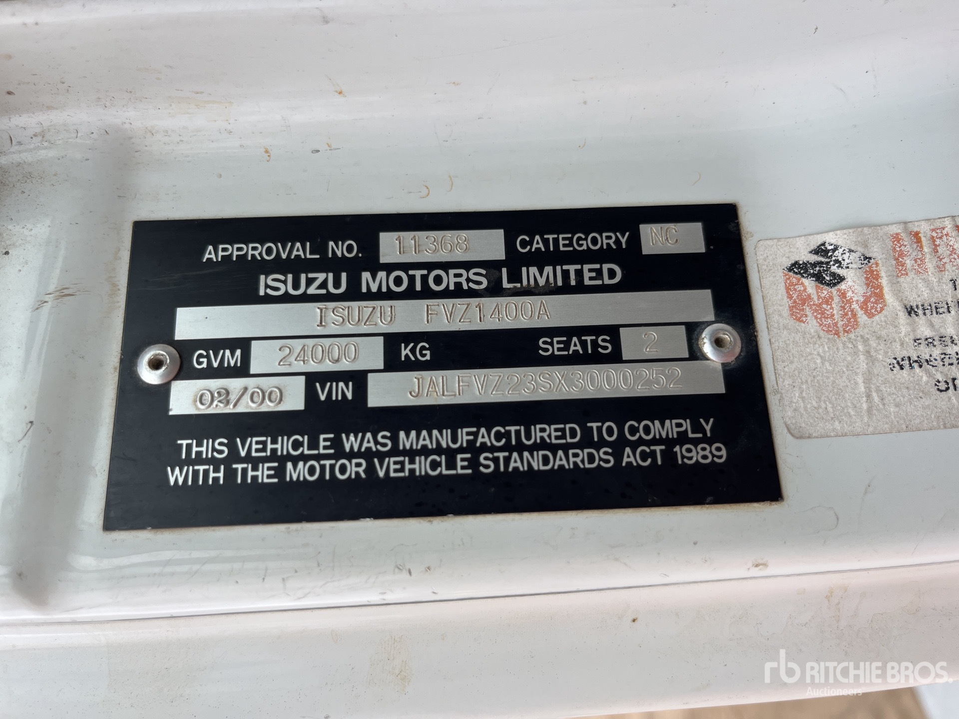 General Appearance with N.º de serie/VIN