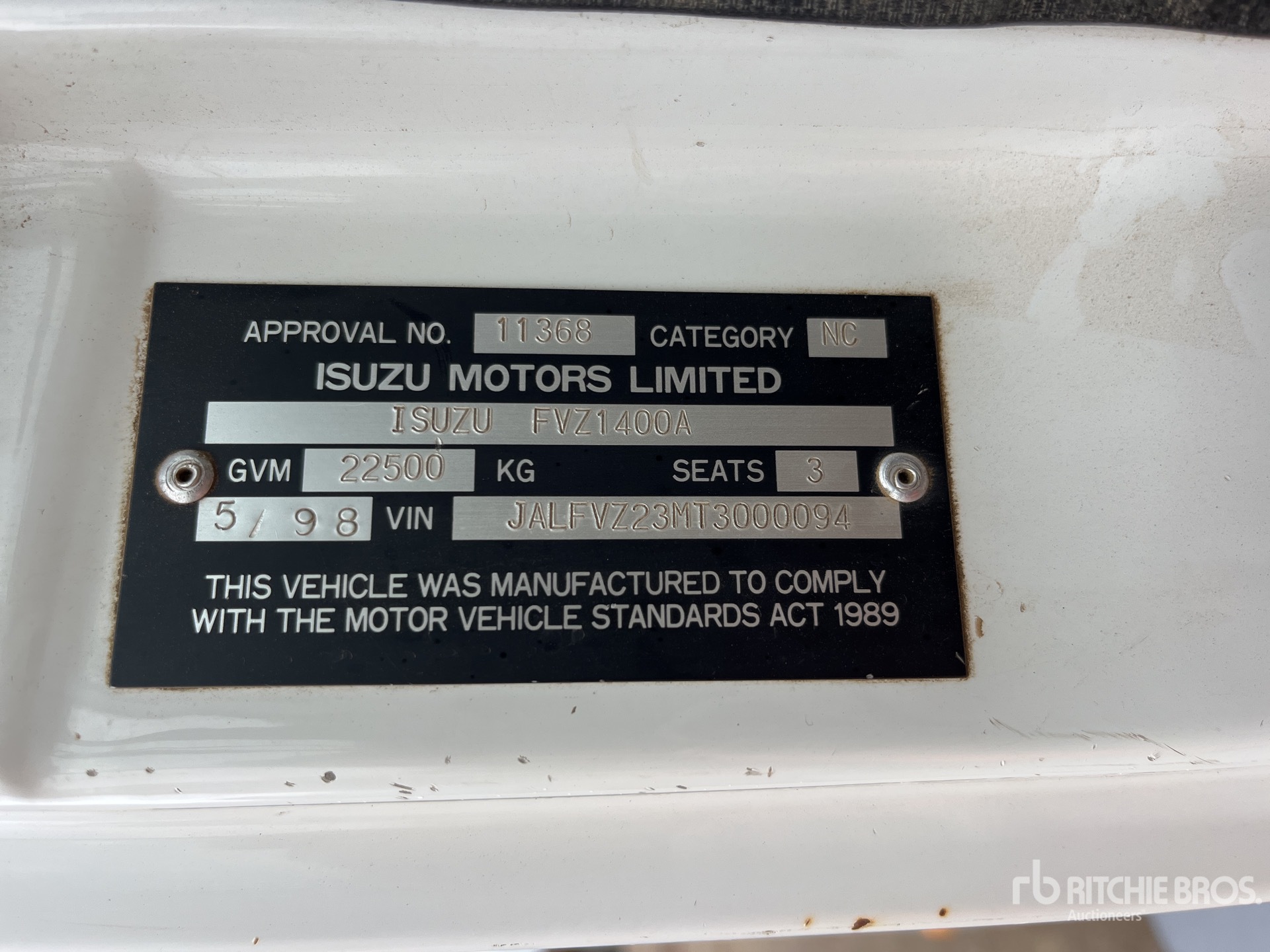 General Appearance with Serial Number / VIN