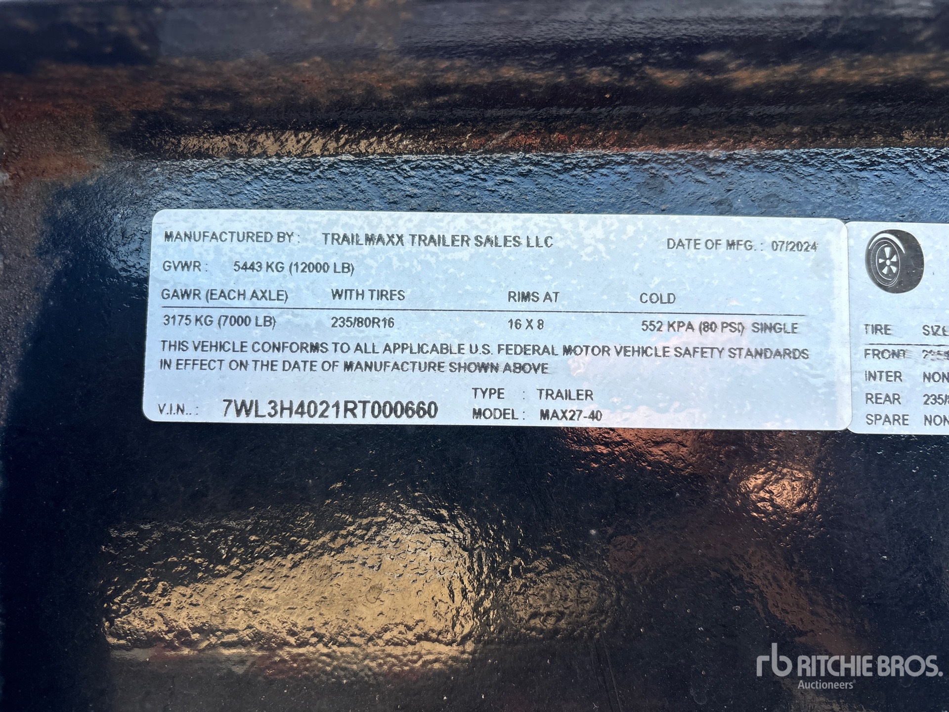 General Appearance with Serial Number / VIN