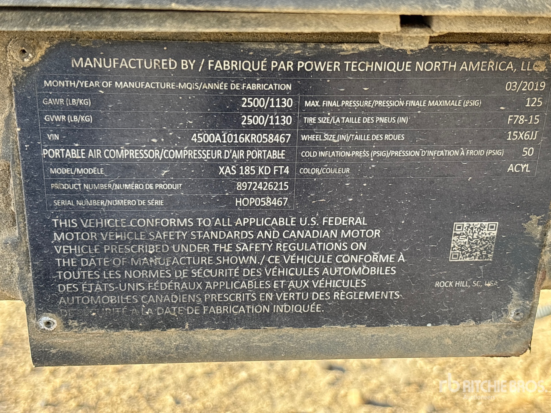 General Appearance with Serial Number / VIN