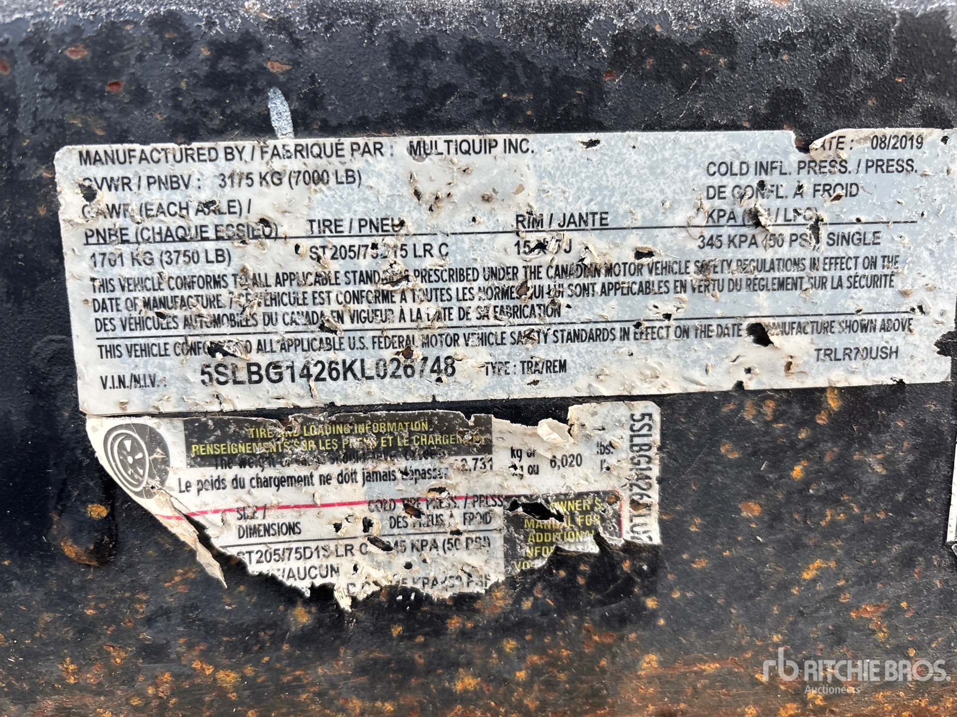 General Appearance with Serial Number / VIN