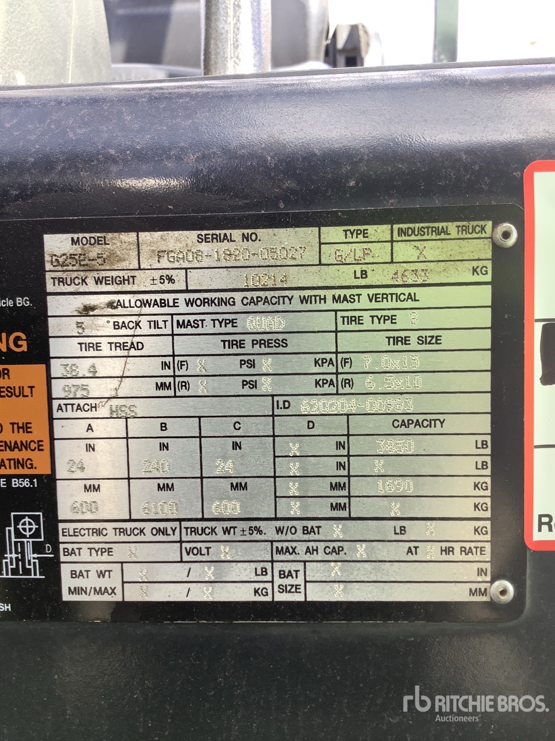 General Appearance with Serial Number / VIN