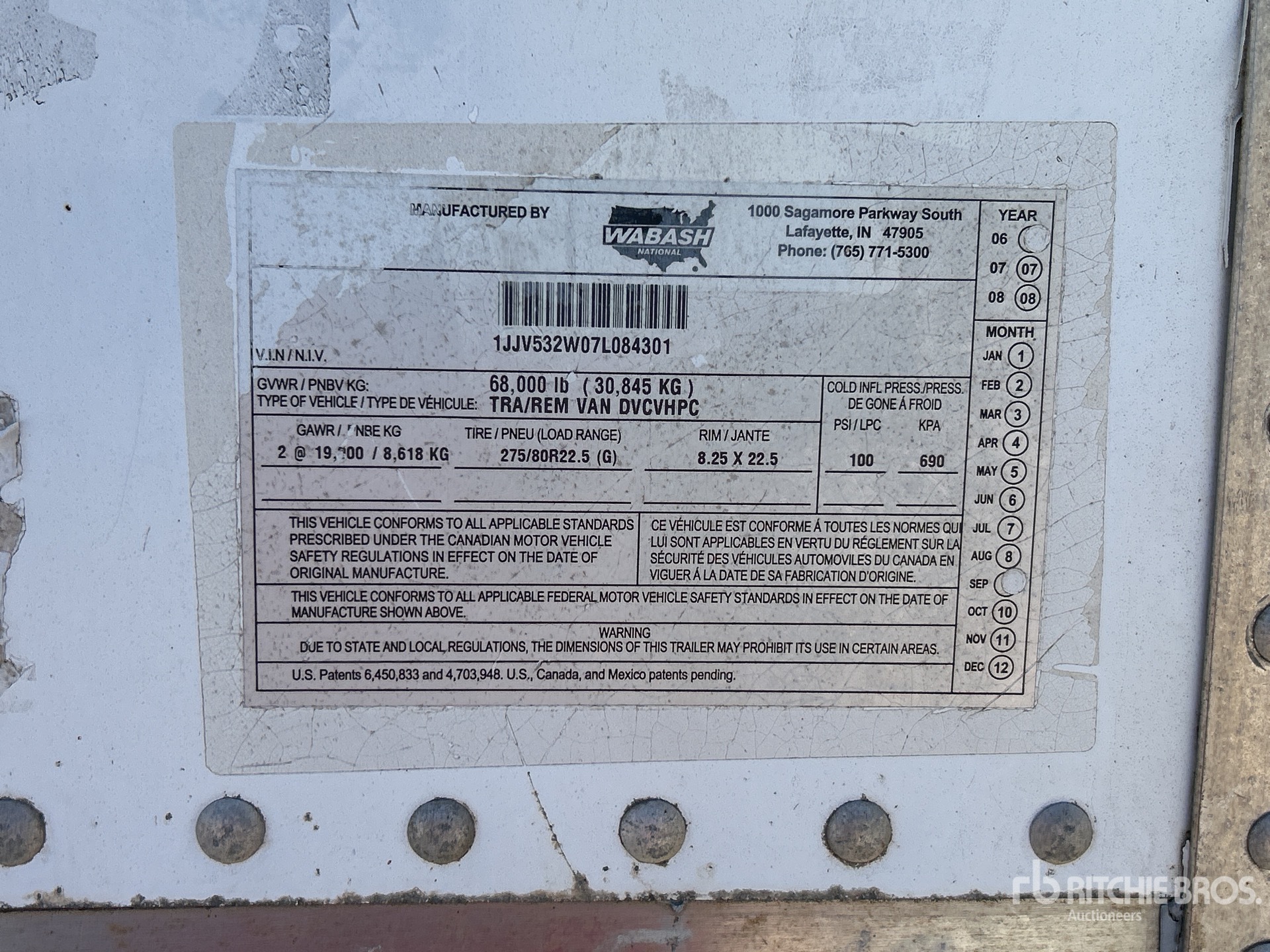 General Appearance with Serial Number / VIN