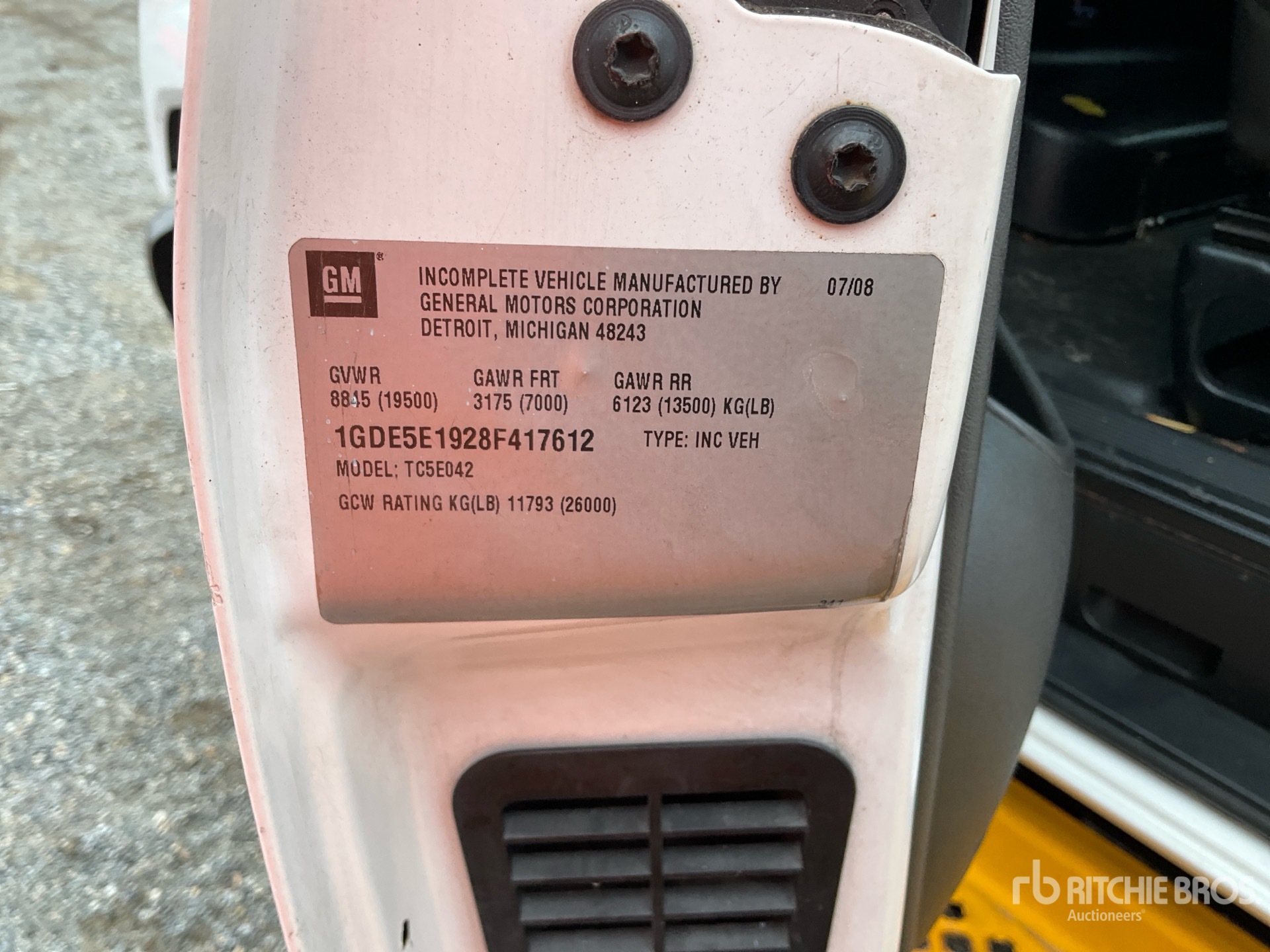 General Appearance with Serial Number / VIN