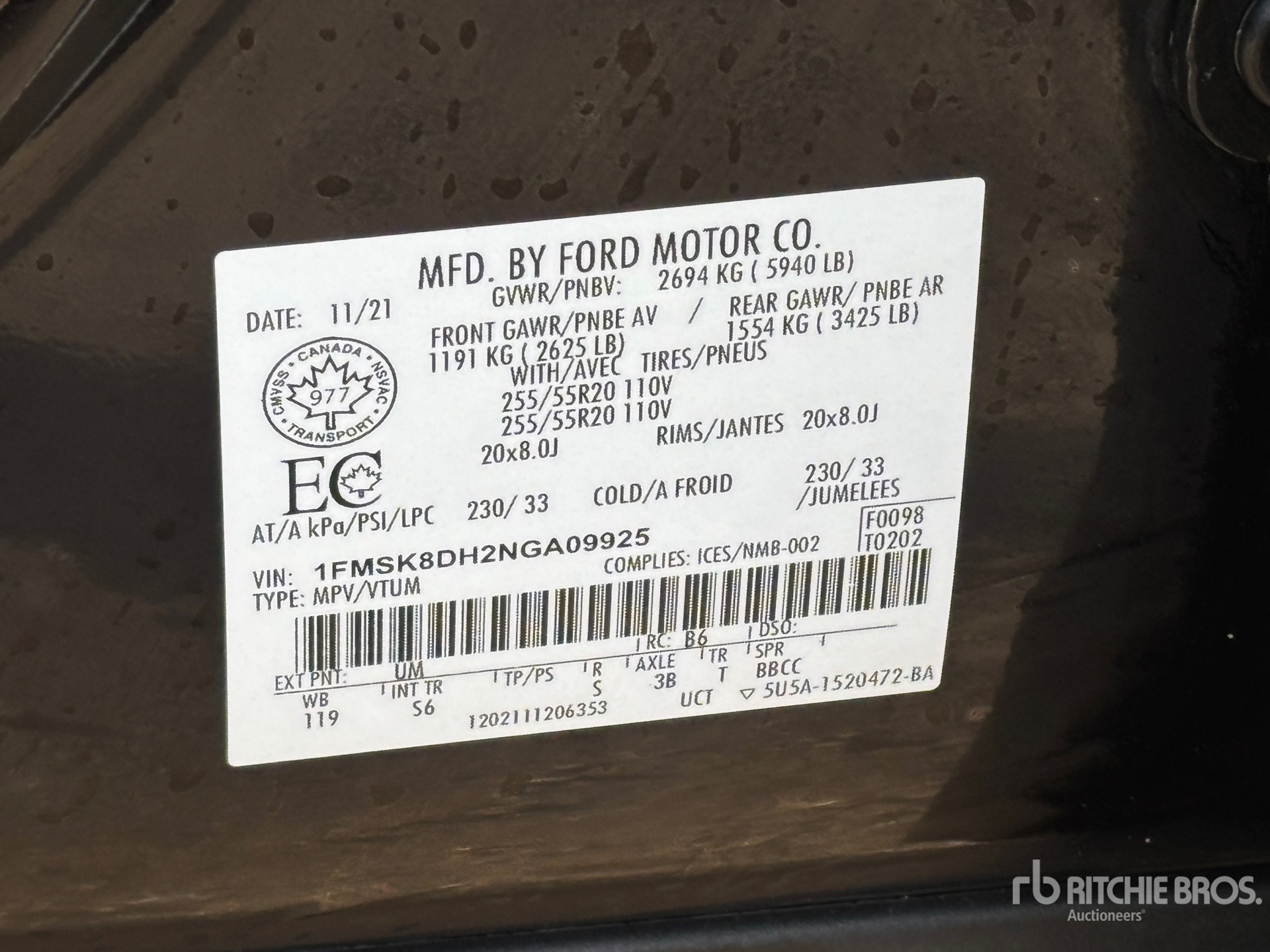 General Appearance with Second Serial Number/VIN Photo