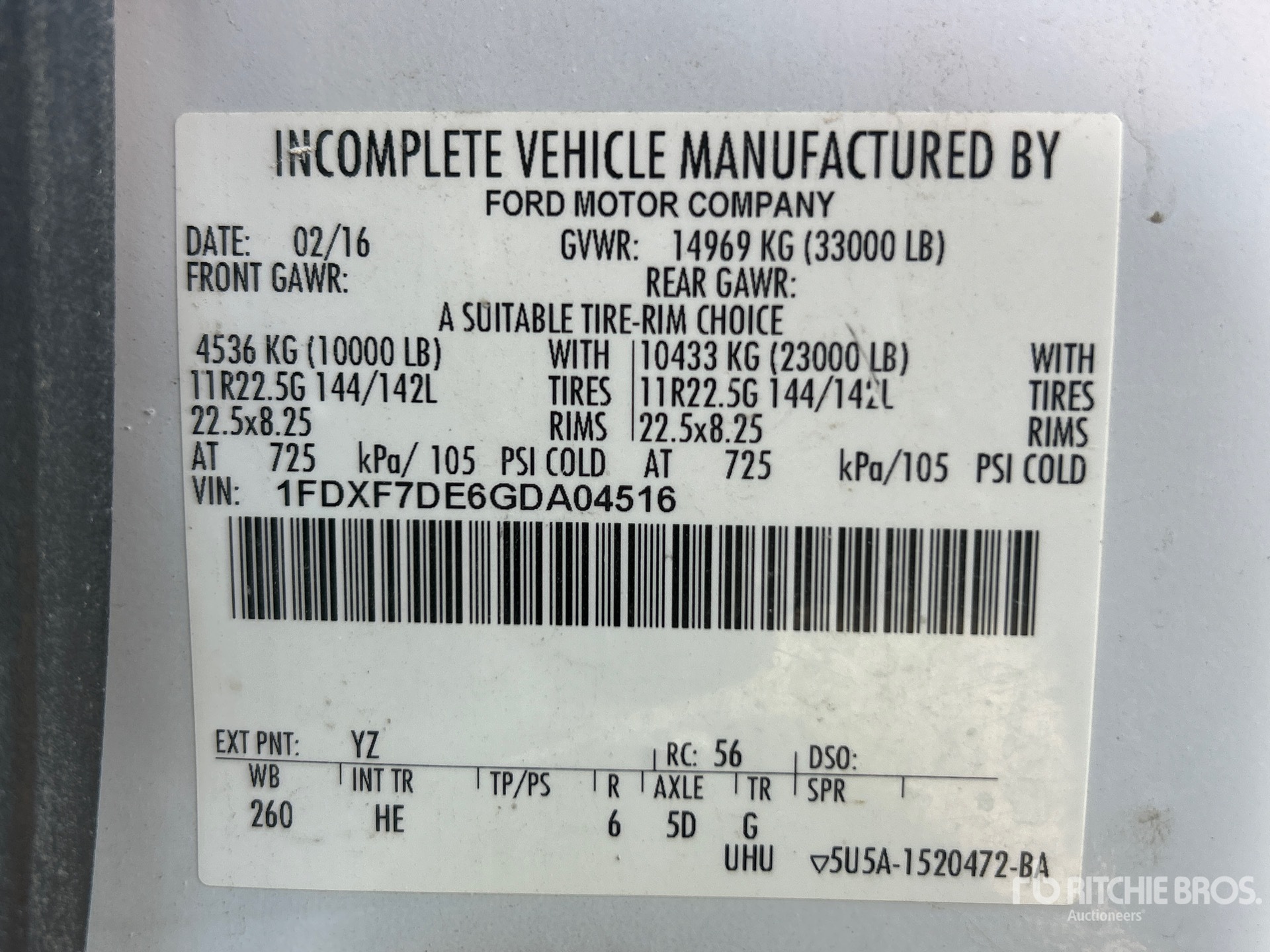 General Appearance with Serial Number / VIN