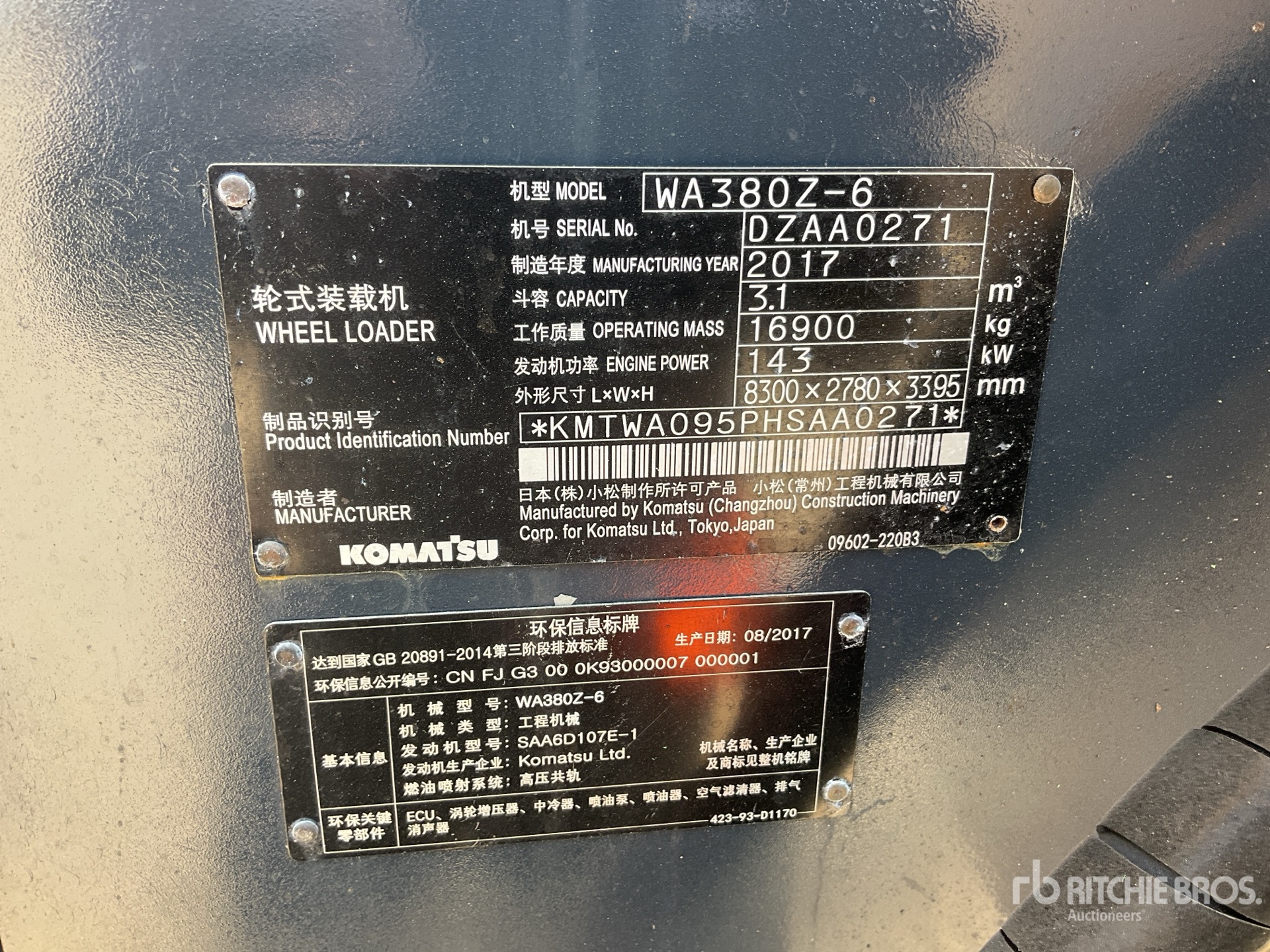 General Appearance with Serial Number / VIN