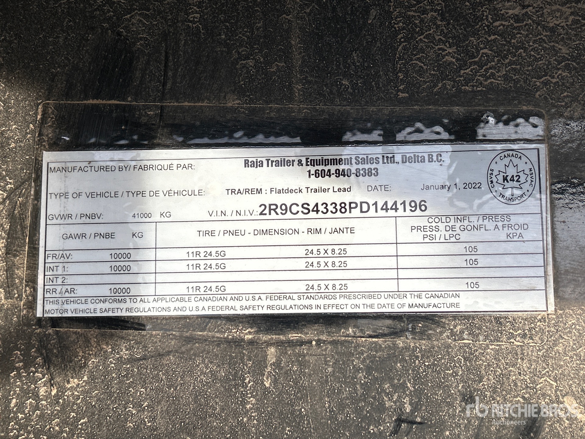 General Appearance with Serial Number / VIN