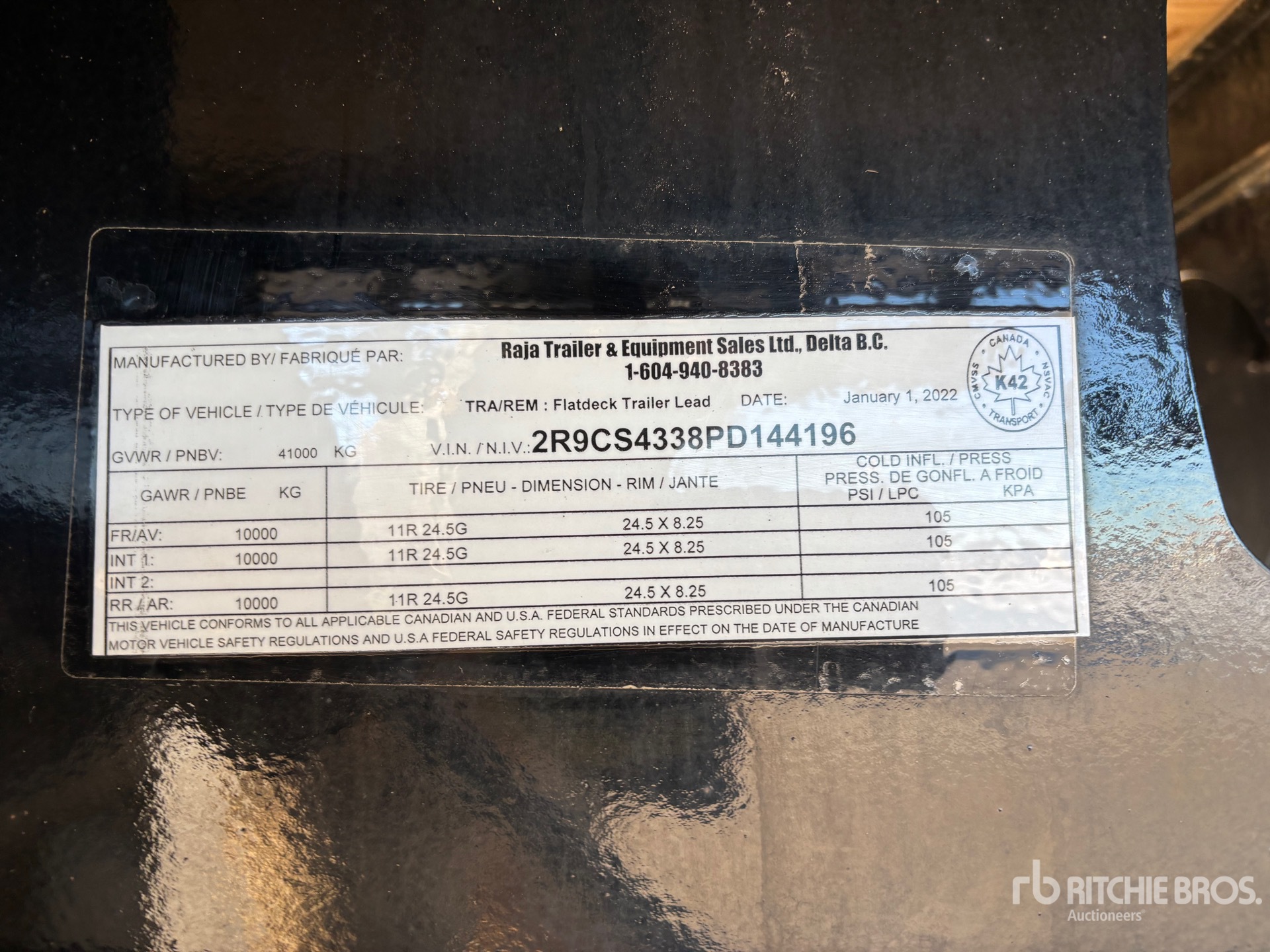 General Appearance with Serial Number / VIN