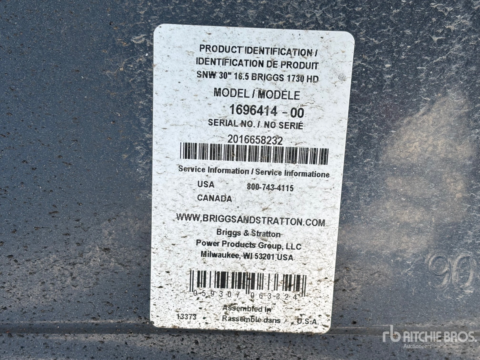 General Appearance with Serial Number / VIN