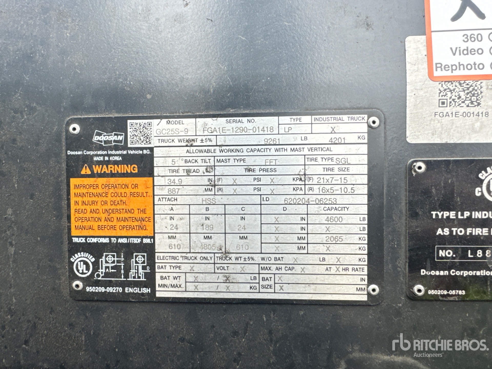 General Appearance with Serial Number / VIN