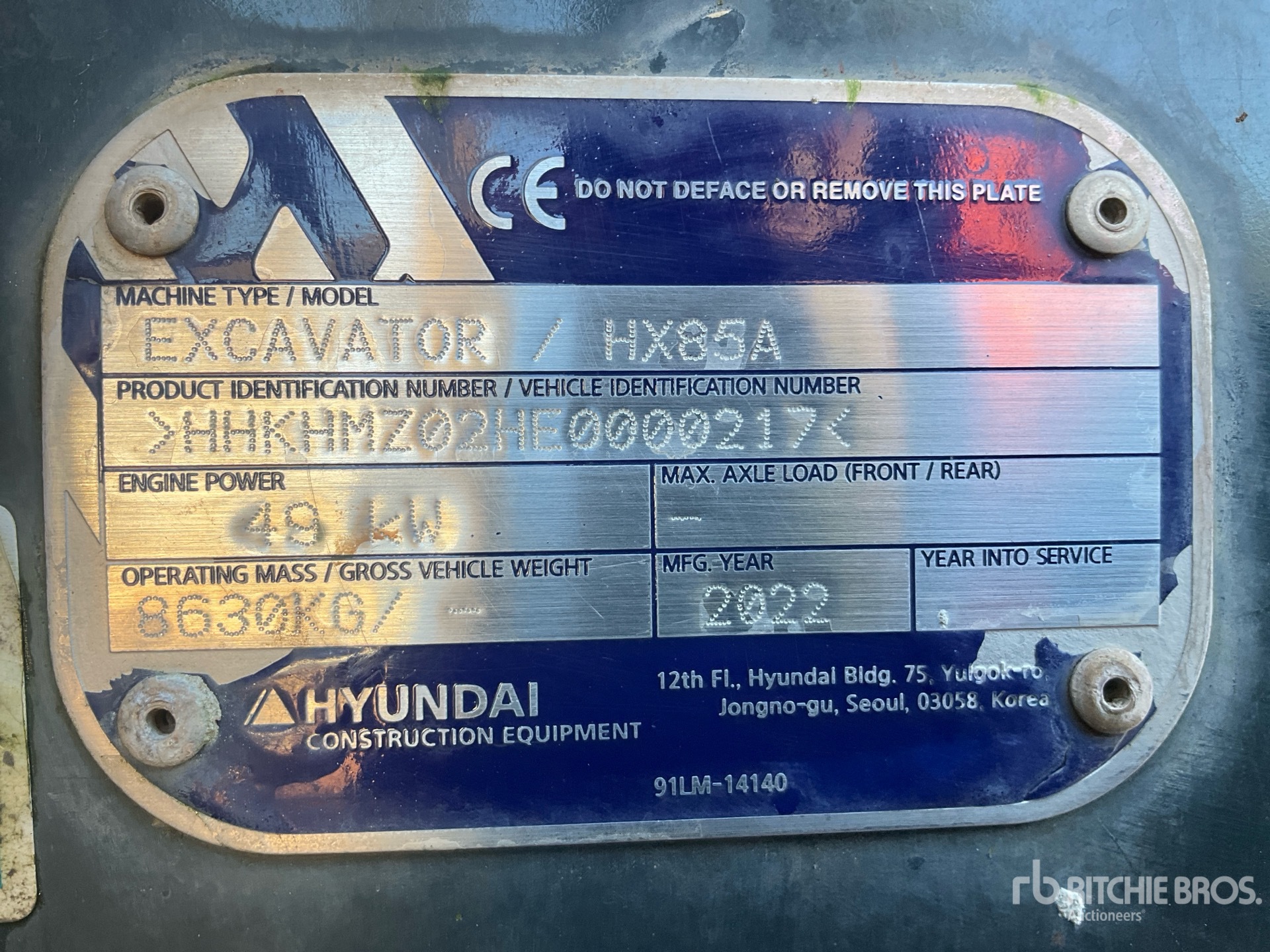 General Appearance with Serial Number / VIN