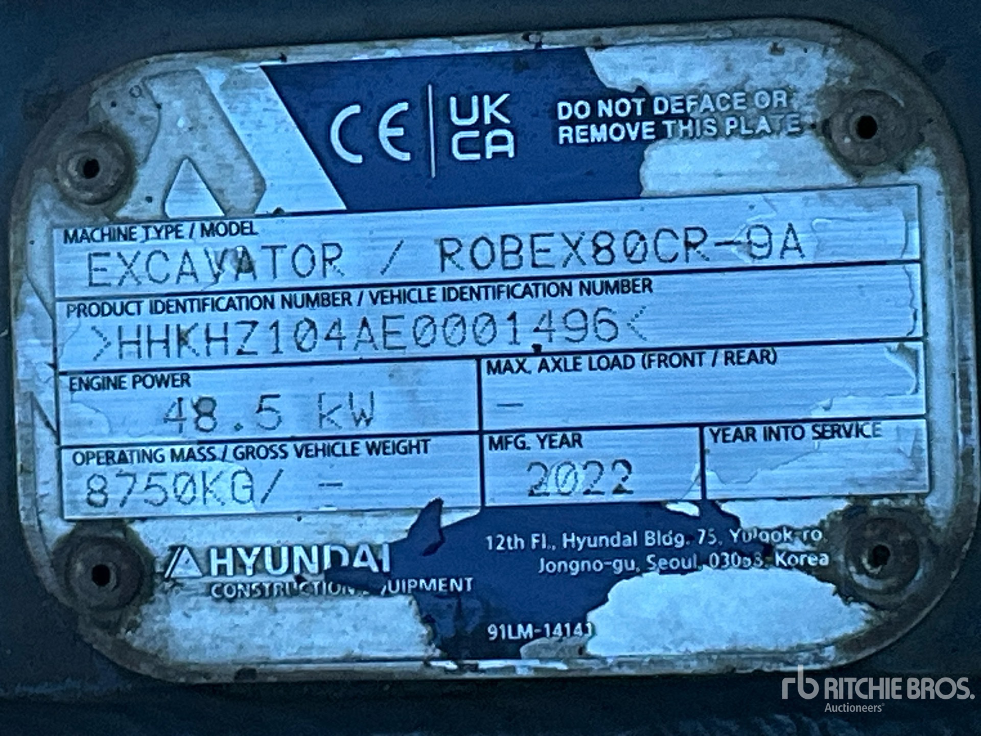 General Appearance with Serial Number / VIN