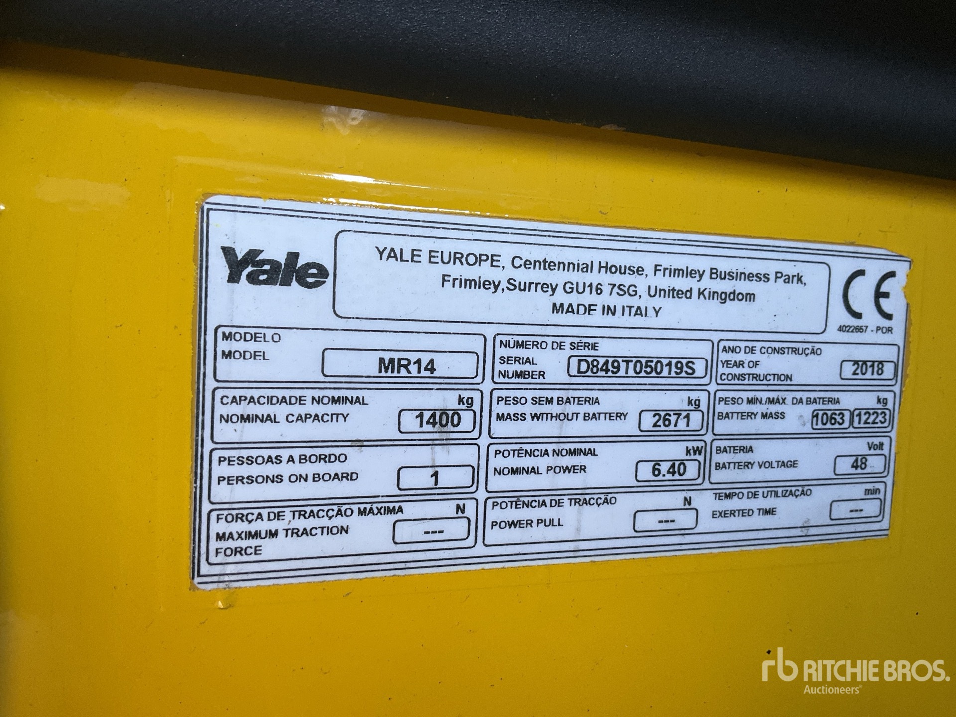 General Appearance with Serial Number / VIN