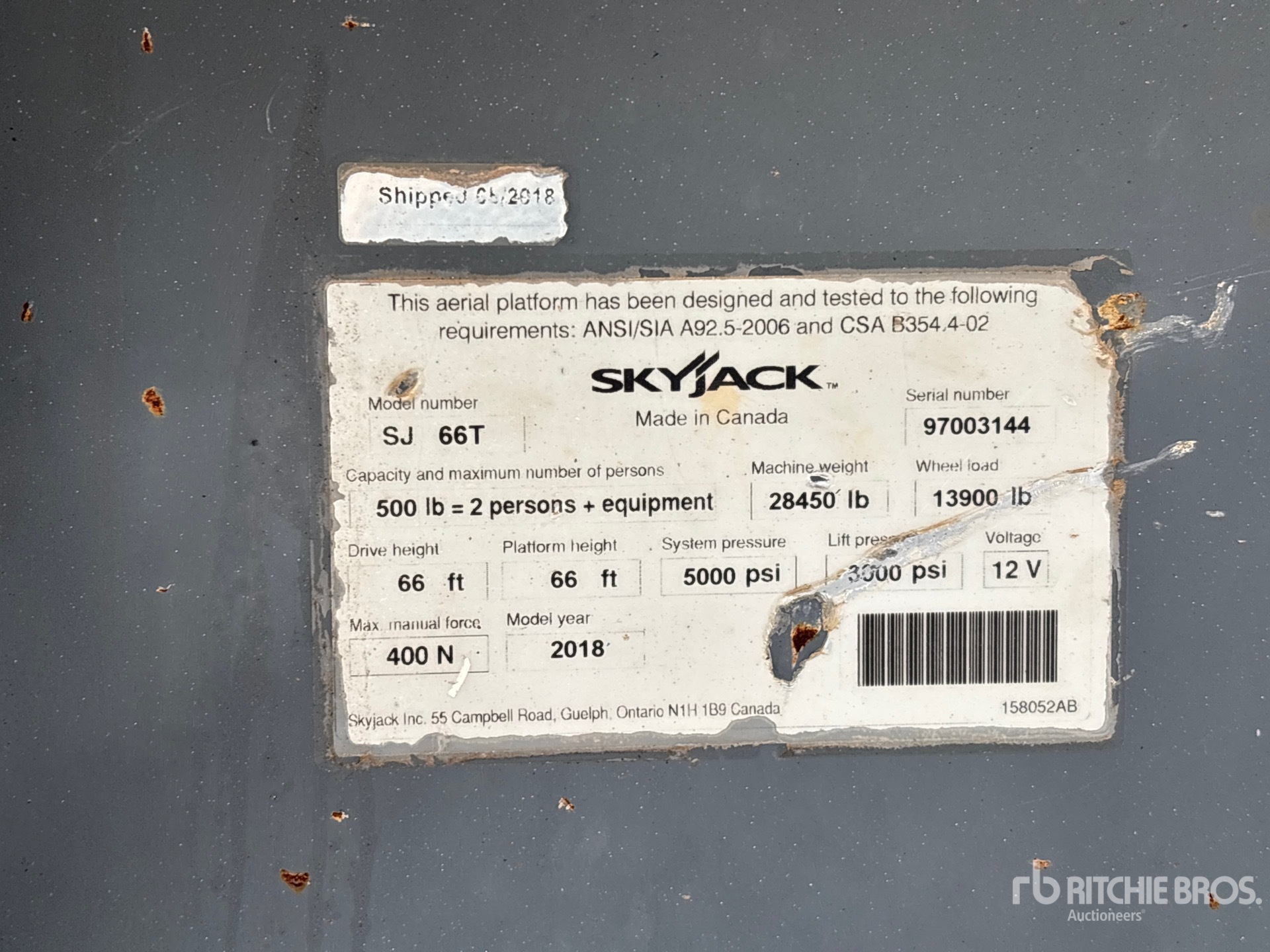 General Appearance with Serial Number / VIN