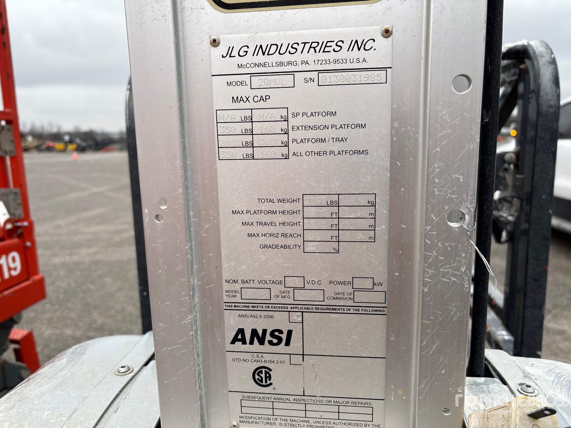 General Appearance with Serial Number / VIN