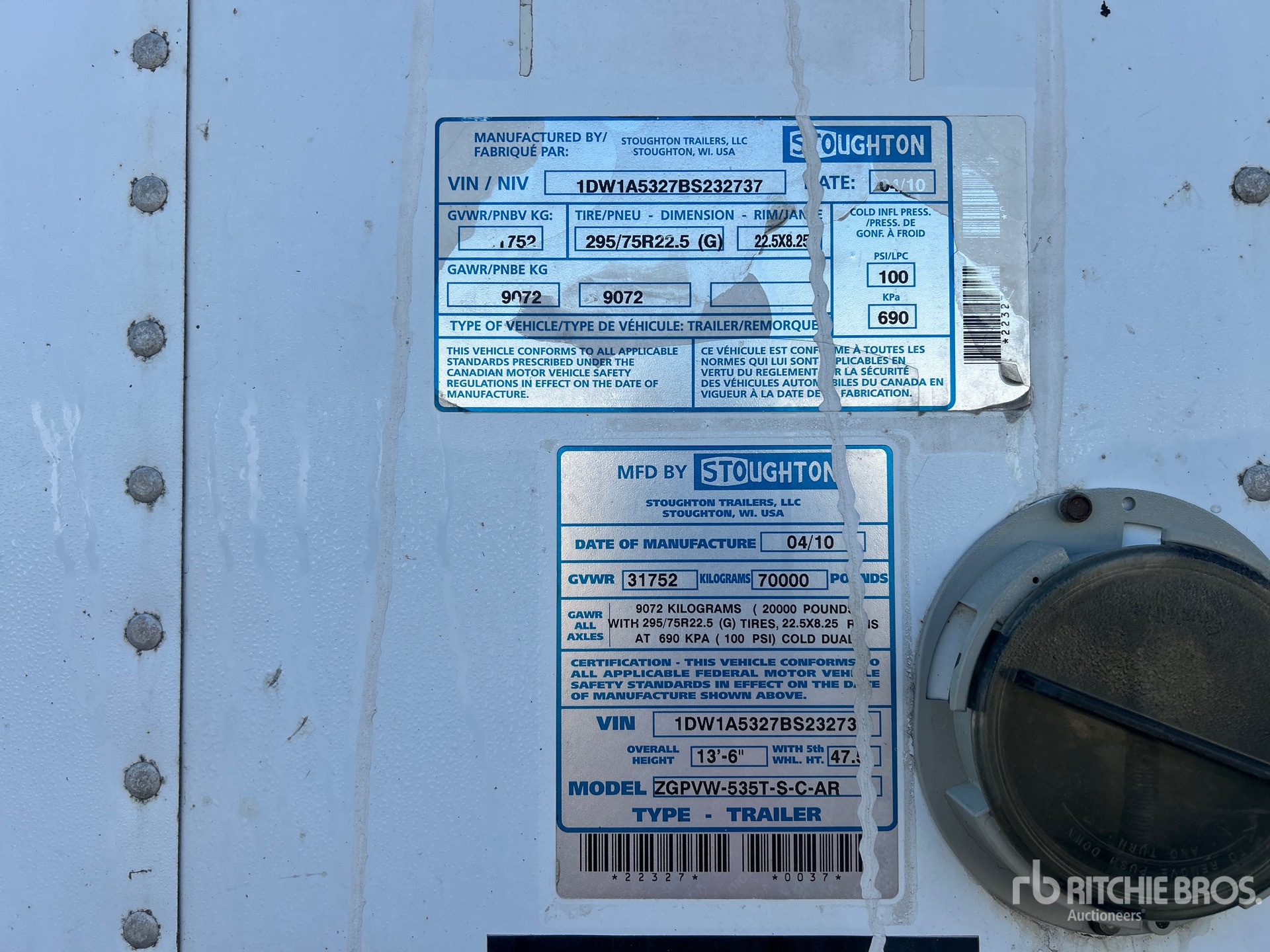 General Appearance with Serial Number / VIN