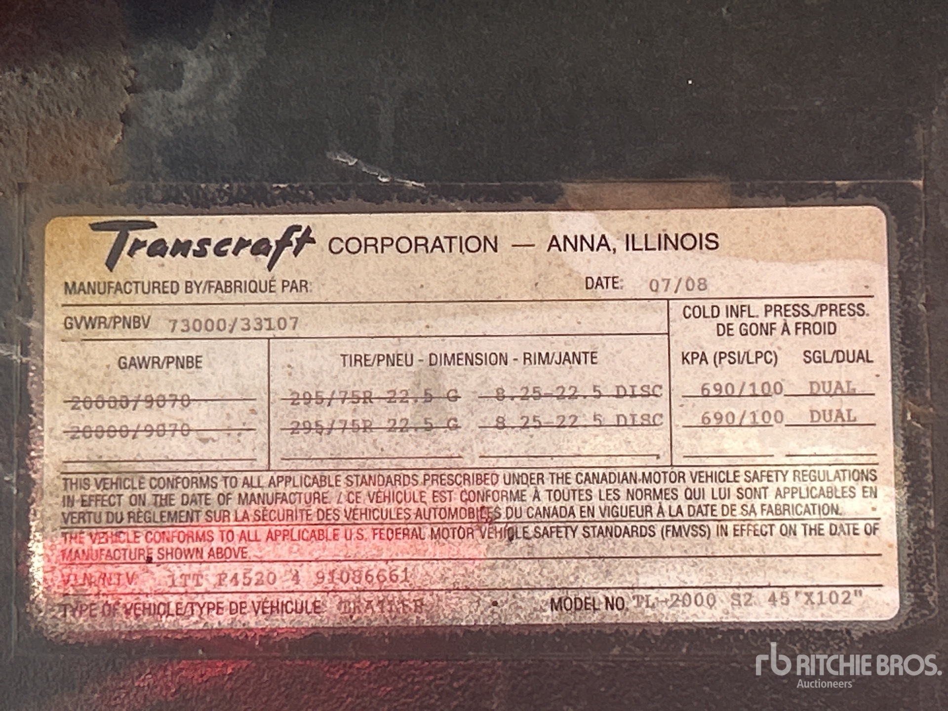 General Appearance with Serial Number / VIN