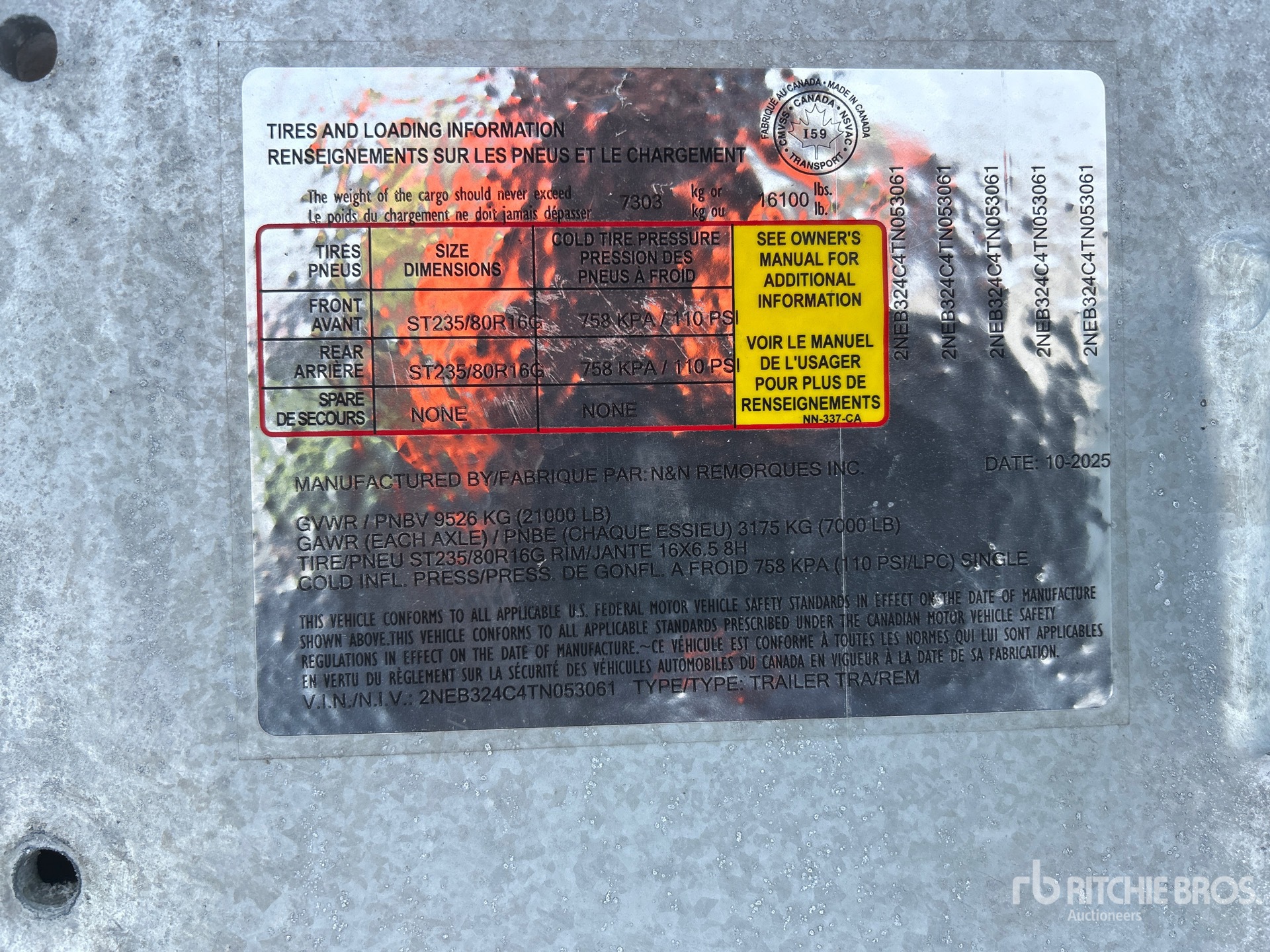 General Appearance with Serial Number / VIN