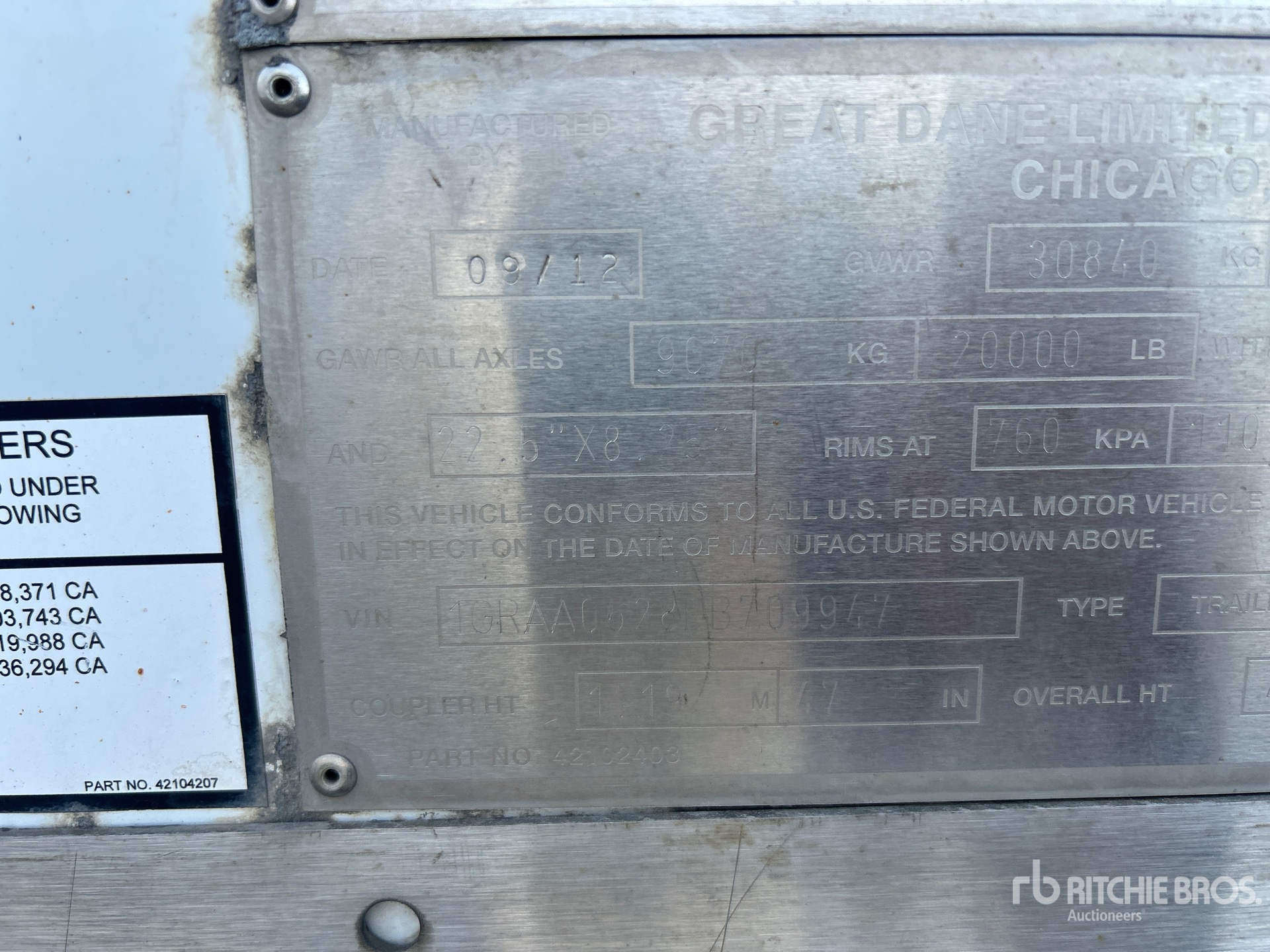 General Appearance with Serial Number / VIN