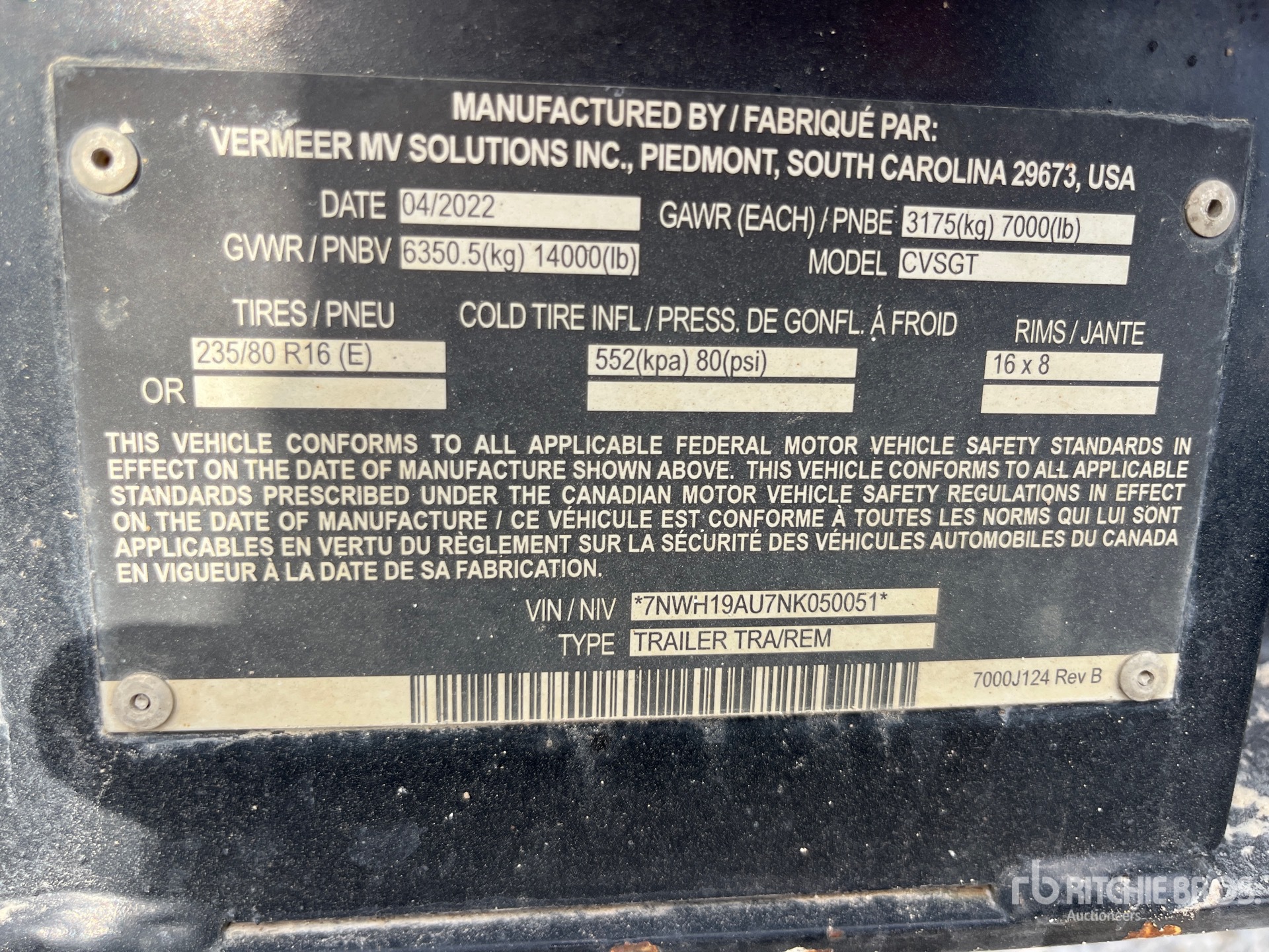 General Appearance with Serial Number / VIN